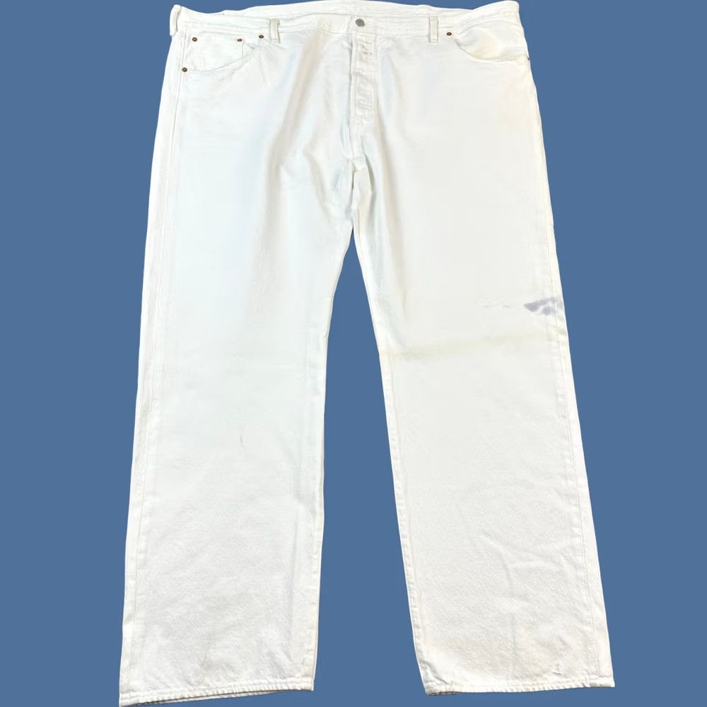 Levi's VINTAGE Levi's 501 Jeans Mens Big & Tall 52x34 White Denim Original Fit Button Fly Casual Size US 36 / EU 52 - 1 Thumbnail
