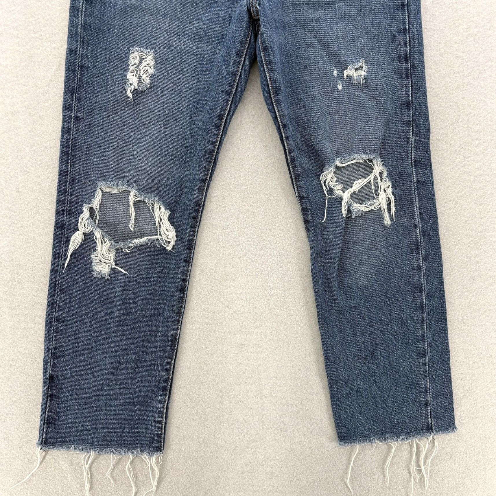 Levi's Levis Premium Wedgie Straight Jeans Womens 26 Blue High Rise Distressed Raw Hem Venues Denim 5-Pocket Design, Button, Logo Womens Jeans Size 26" / US 2 / IT 38 - 3 Thumbnail