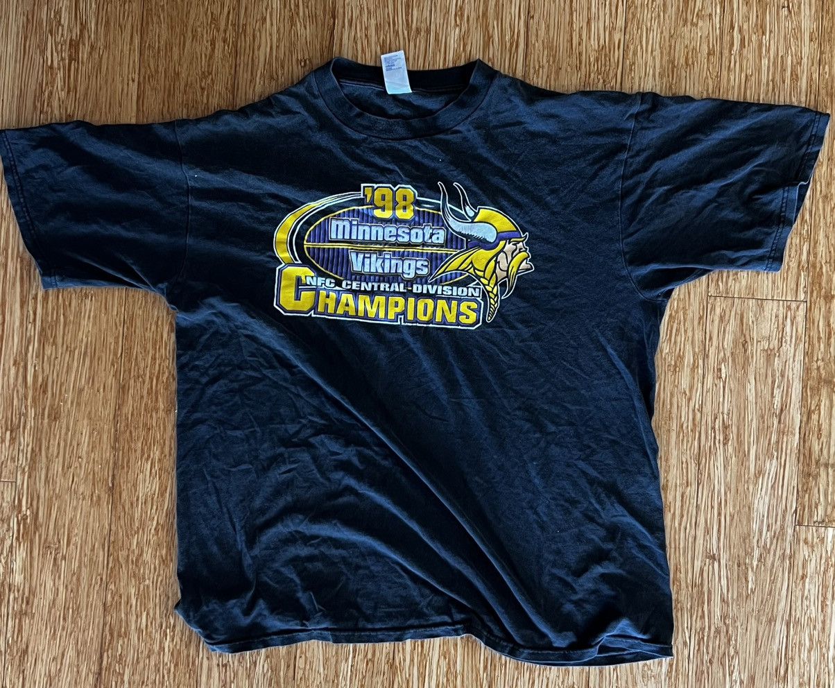 Logo 7 1998 Minnesota Vikings Central Division Champions vintage T Size US XXL / EU 58 / 5 - 1 Thumbnail