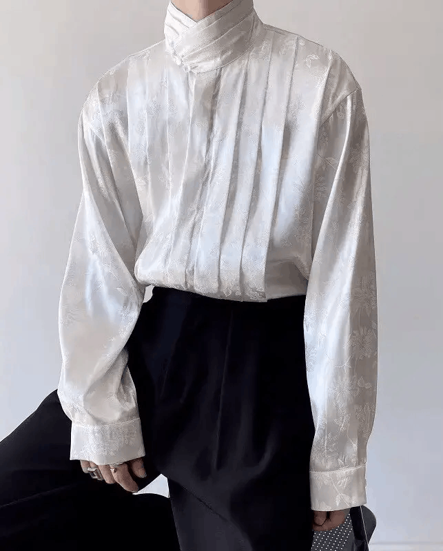 Japanese Brand × Vintage Fashion Loose Casual Floral Pleated Button Down Shirt Size US M / EU 48-50 / 2 - 5 Thumbnail