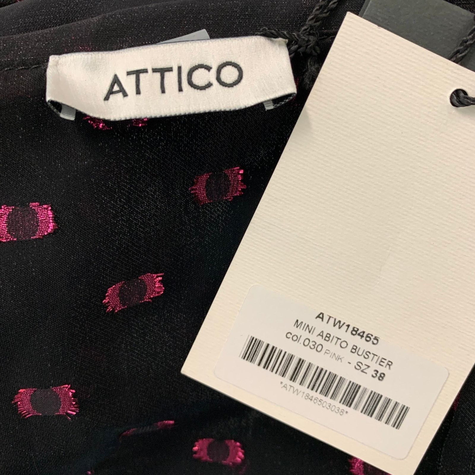 The Attico ATTICO 2 Black Raspberry Viscose Blend Dots Strapless Dress Size XS / US 0-2 / IT 36-38 - 4 Thumbnail