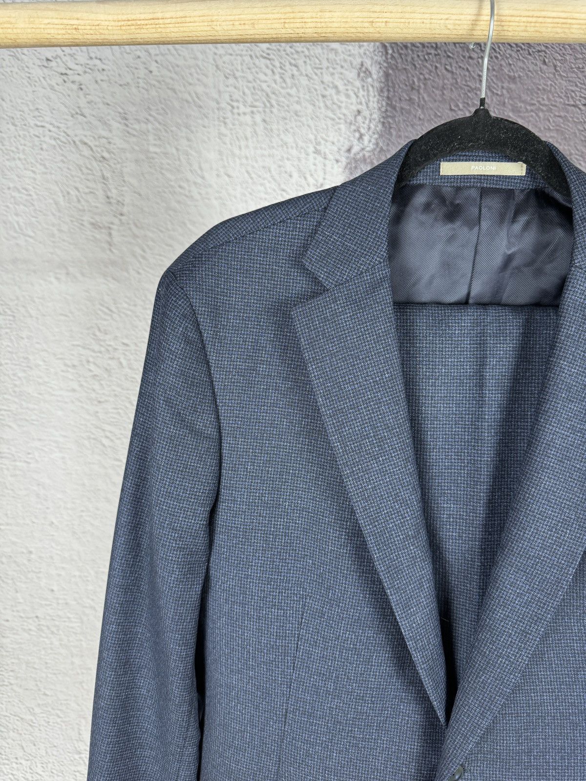 Paoloni Paoloni blue checkered wool 2 button suit made in Italy Size 44R - 3 Thumbnail