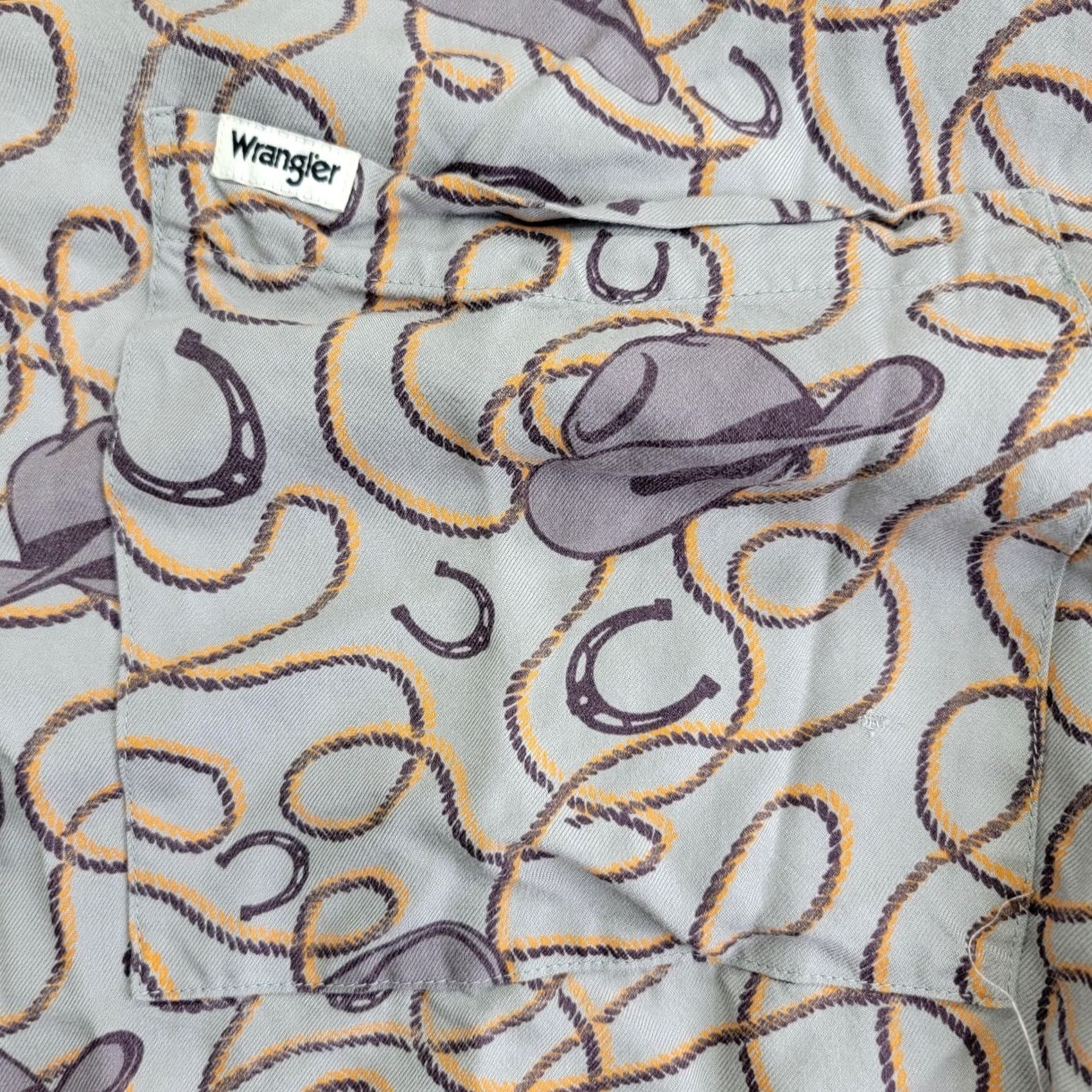 Wrangler Wrangler Shirt Mens 2XL Gray Purple Western Print Short Sleeve Button Up Cowboy Size US XXL / EU 58 / 5 - 2 Thumbnail