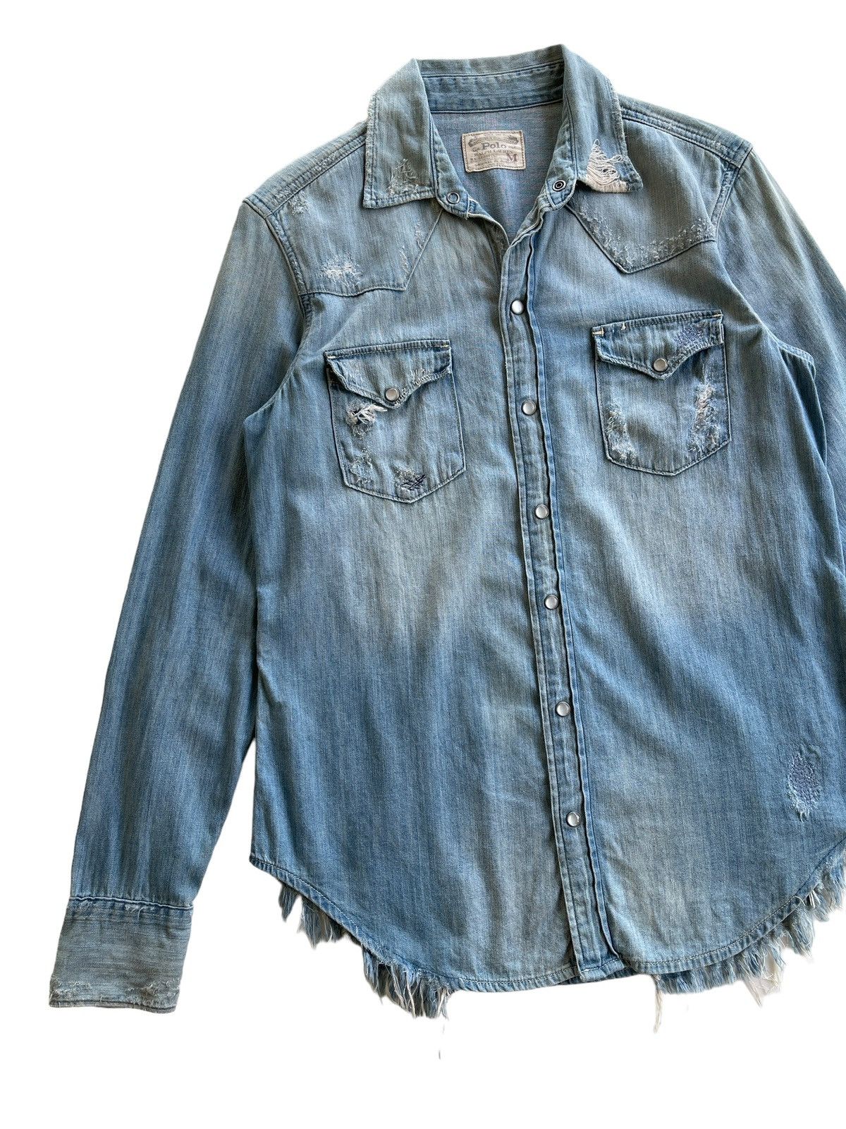Polo Ralph Lauren Polo Ralph Lauren Distressed Denim Shirt Size M / US 6-8 / IT 42-44 - 3 Thumbnail