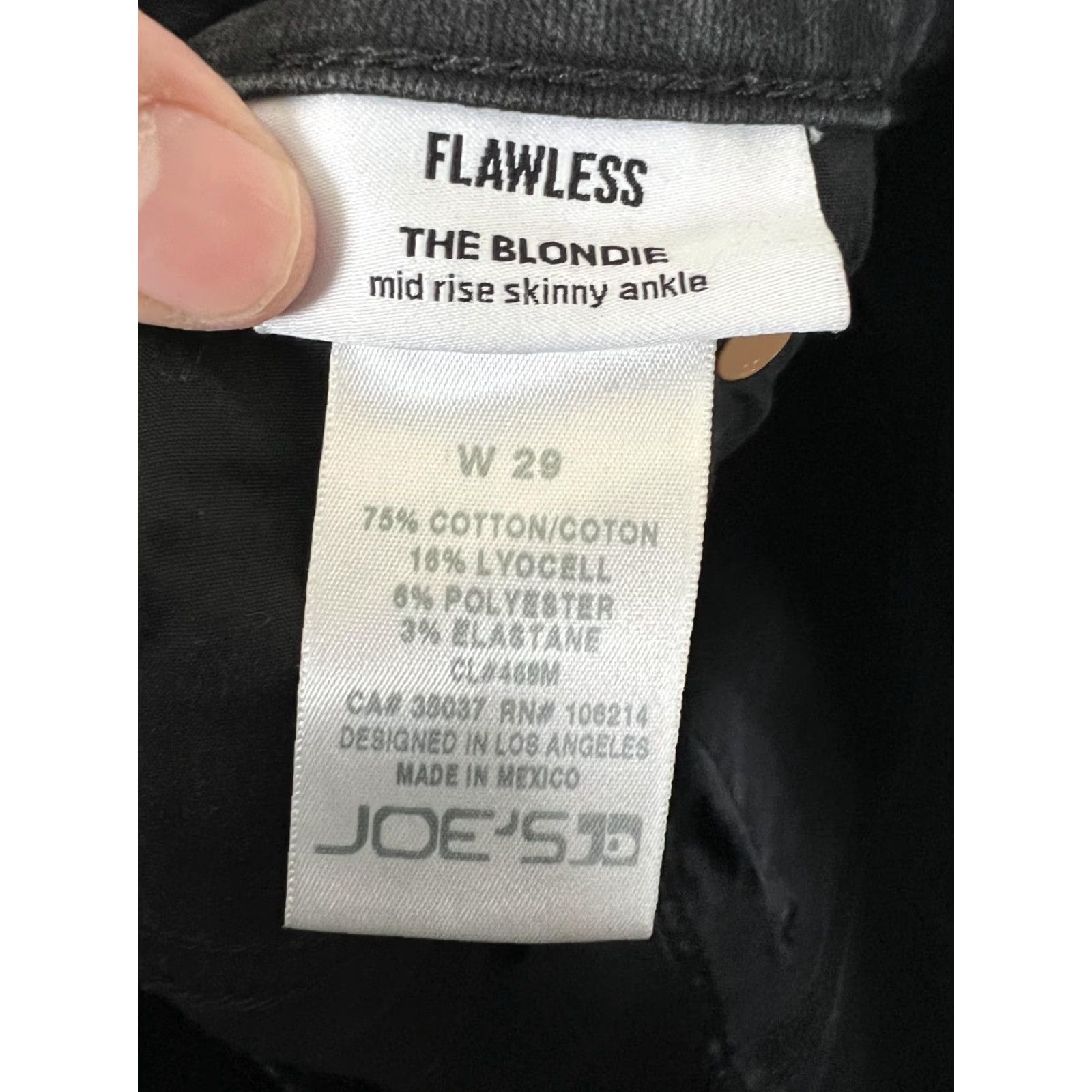 Vintage Joe's Jeans Jeans Womens 29 Black Raw Hem Ankle Flawless The Blondie Skinny Size 29" - 4 Thumbnail