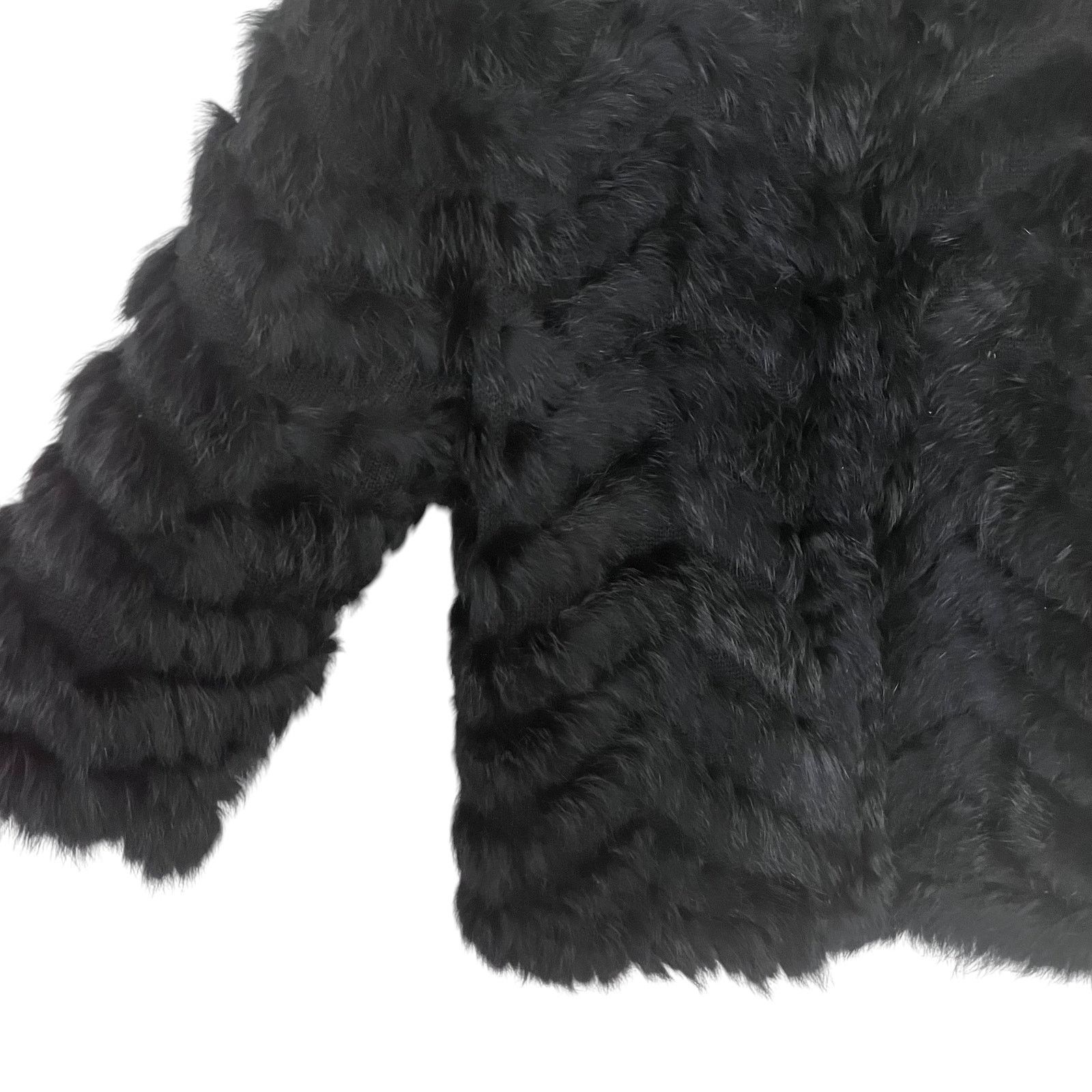Other Metric Knits Black Rabbit Fur Chevron Mob Wife Jacket Size L / US 10 / IT 46 - 5 Thumbnail