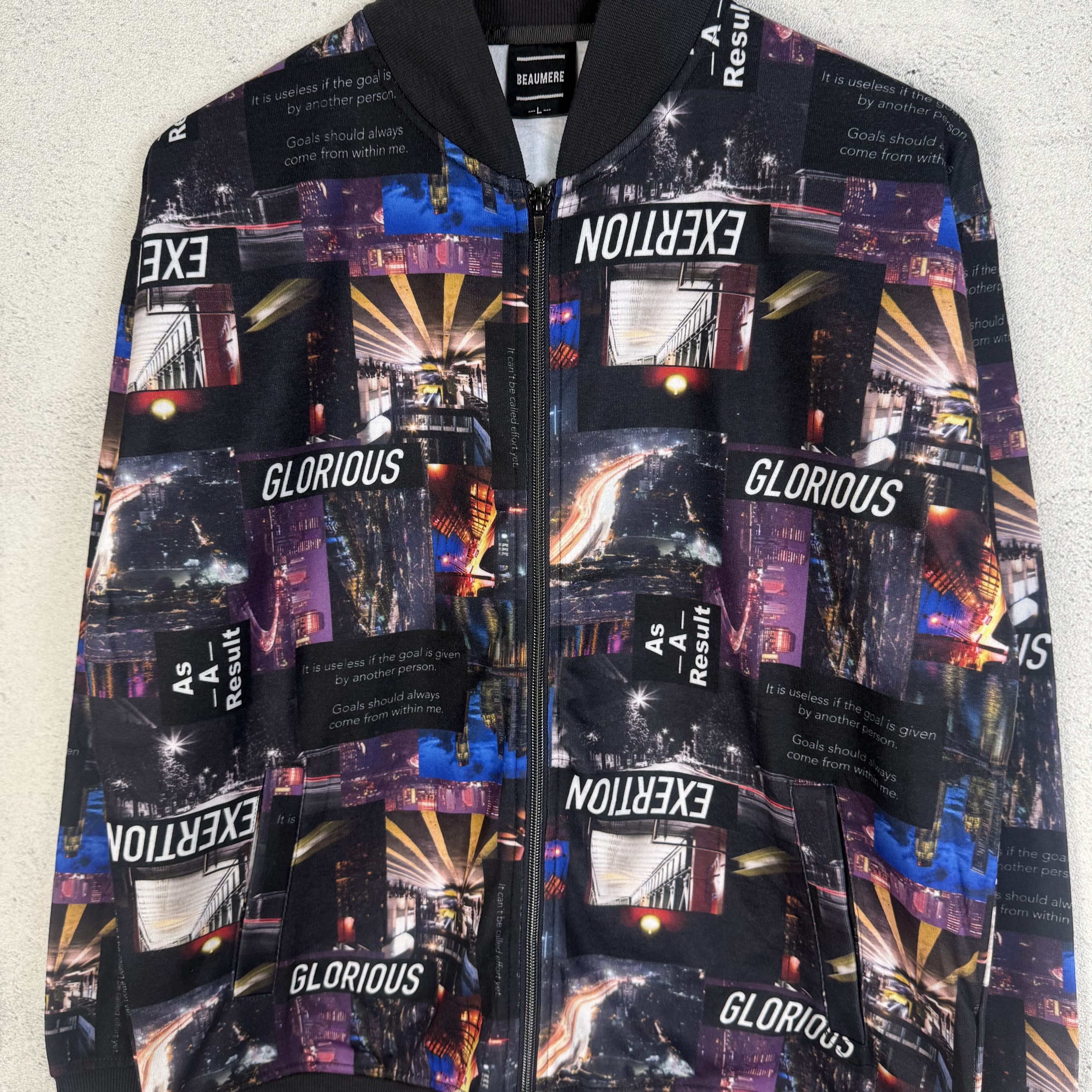 Japanese Brand Beaumere Over Print Zip Up Jacket Size US M / EU 48-50 / 2 - 3 Thumbnail