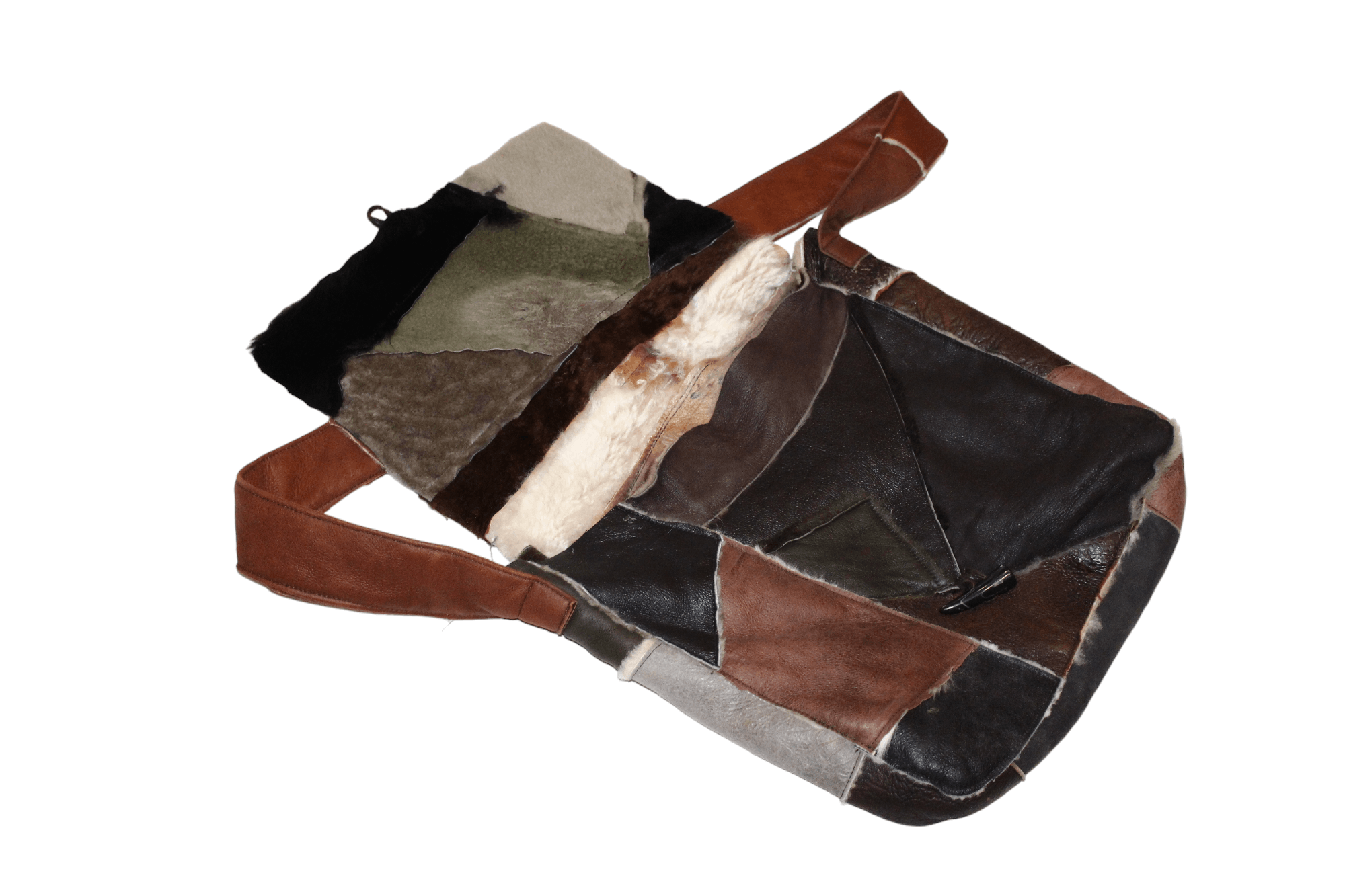 Beauty Beast VTG 🔥 H.F. Greenfield & Sons London shearling patchwork bag Size ONE SIZE - 2 Thumbnail