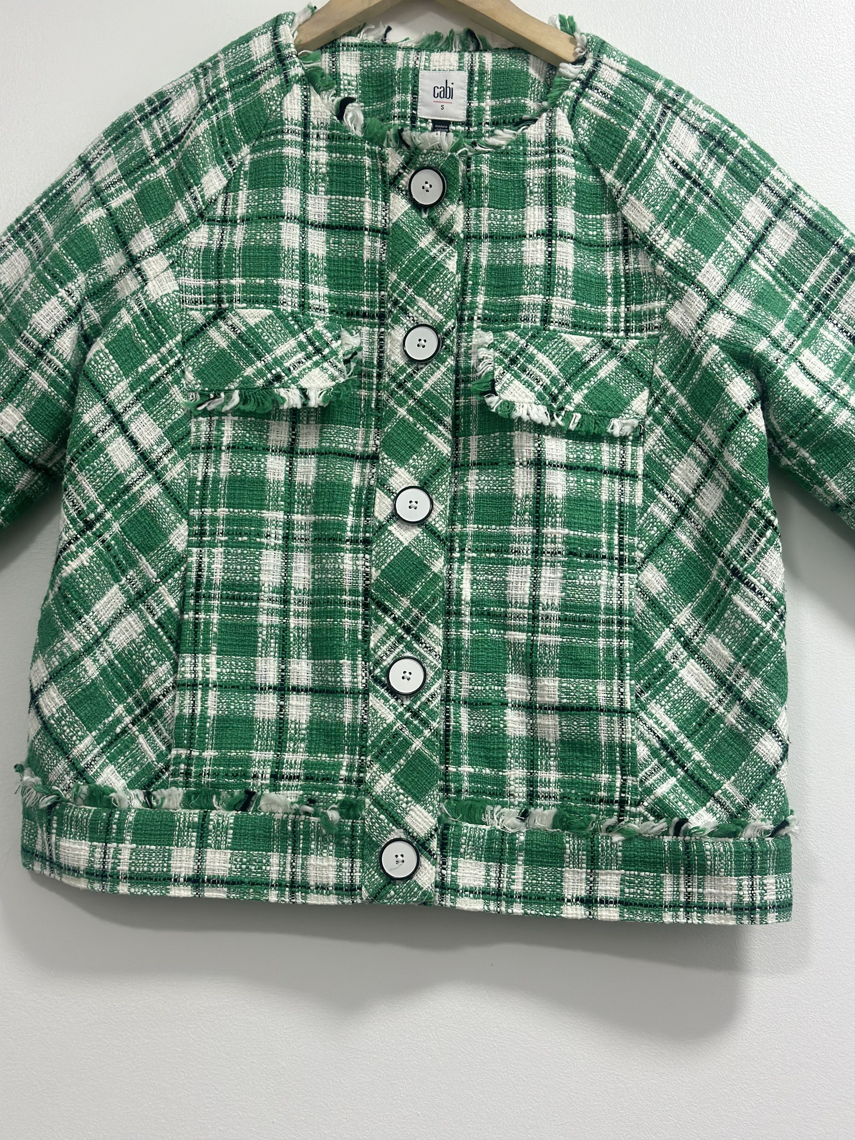 Other Cabi Sophia Green Plaid Tweed Button-Up Blazer - Size S Size S / US 4 / IT 40 - 5 Thumbnail
