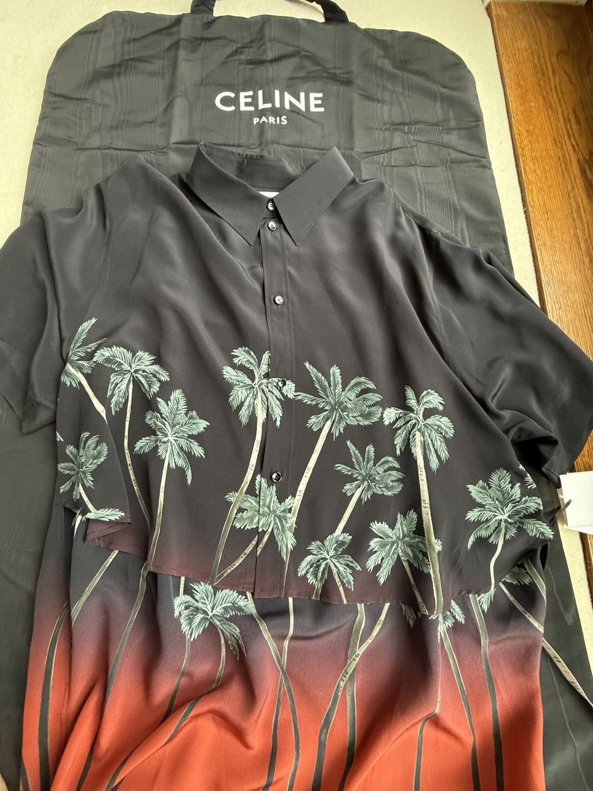 Celine $1.6k SS22 Celine Tailcoat palm tree Shirt in Silk Hedi 41 Size US L / EU 52-54 / 3 - 20 Thumbnail