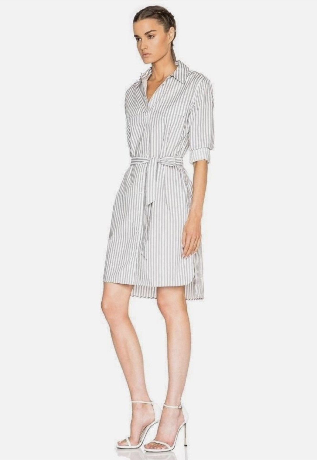 Equipment EQUIPMENT FEMME Striped Shirt Dress Size M Grey White Cotton Size M / US 6-8 / IT 42-44 - 1 Thumbnail