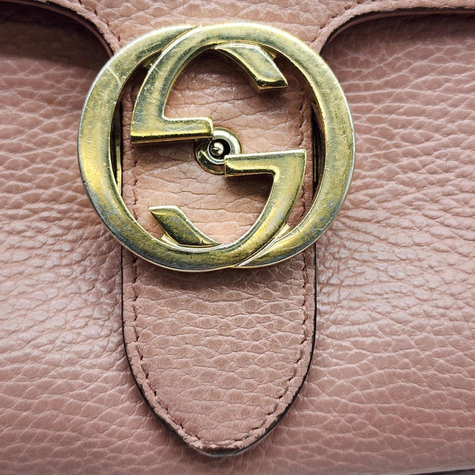 Gucci GG Marmont Pebbled Leather Interlocking Top Handle Bag Pink Size ONE SIZE - 7 Thumbnail
