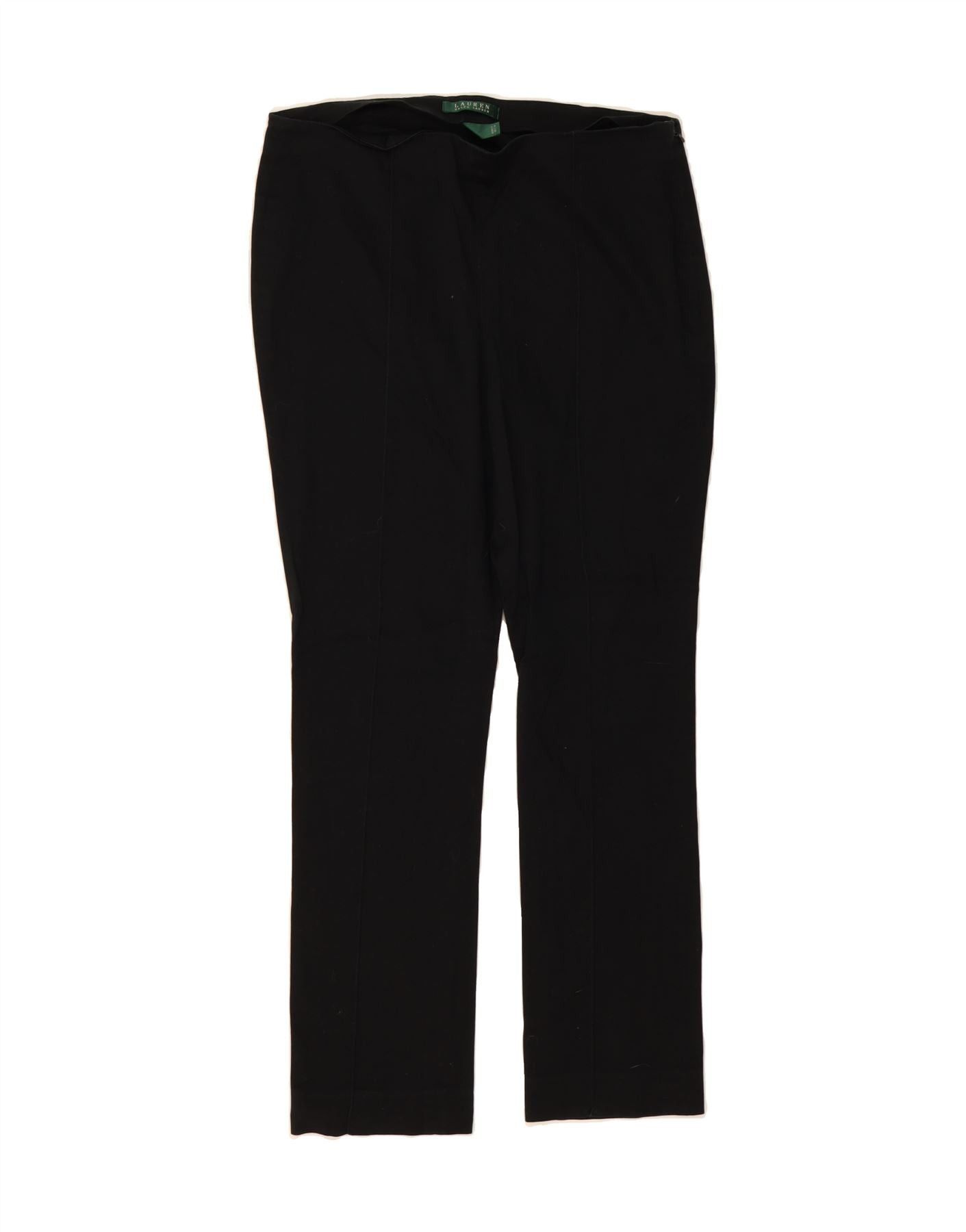 Ralph Lauren Womens Slim Casual Trousers US 10 Large W32 L28 Black Cotton Size 28" / US 6 / IT 42 - 1 Thumbnail