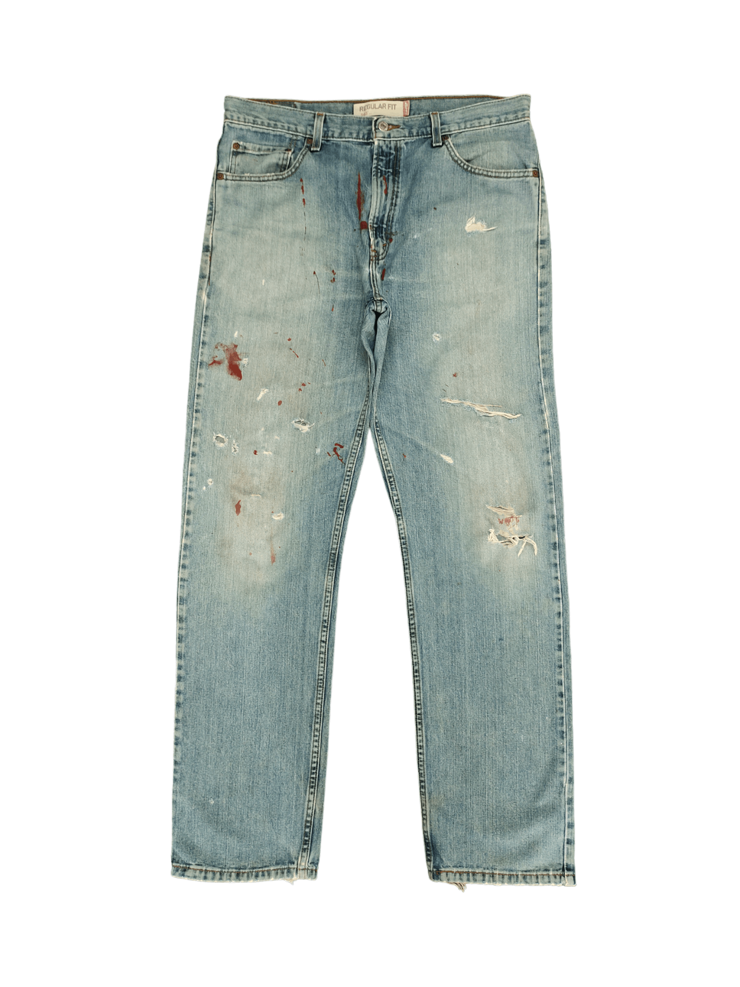 image of Size 36X33 VTG Levis 505 Regular Fit Jean Distressed Painted, Men's