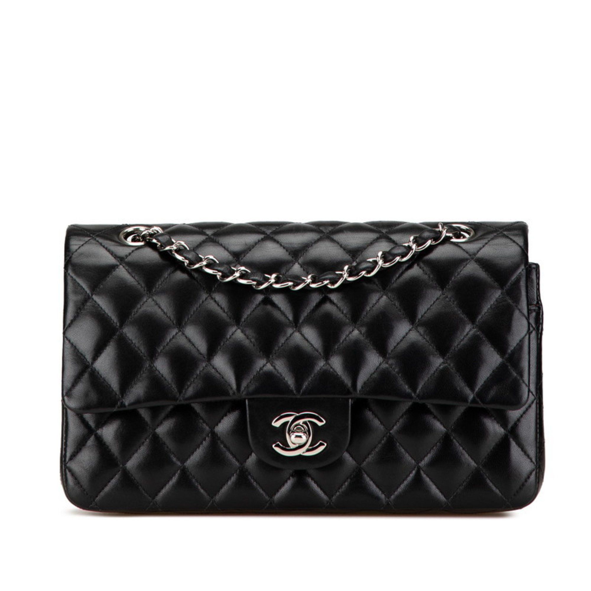 Chanel CHANEL Matelasse 25 Double Flap Coco Mark Chain Shoulder Bag in Black Lambskin for Women Size ONE SIZE - 1 Thumbnail