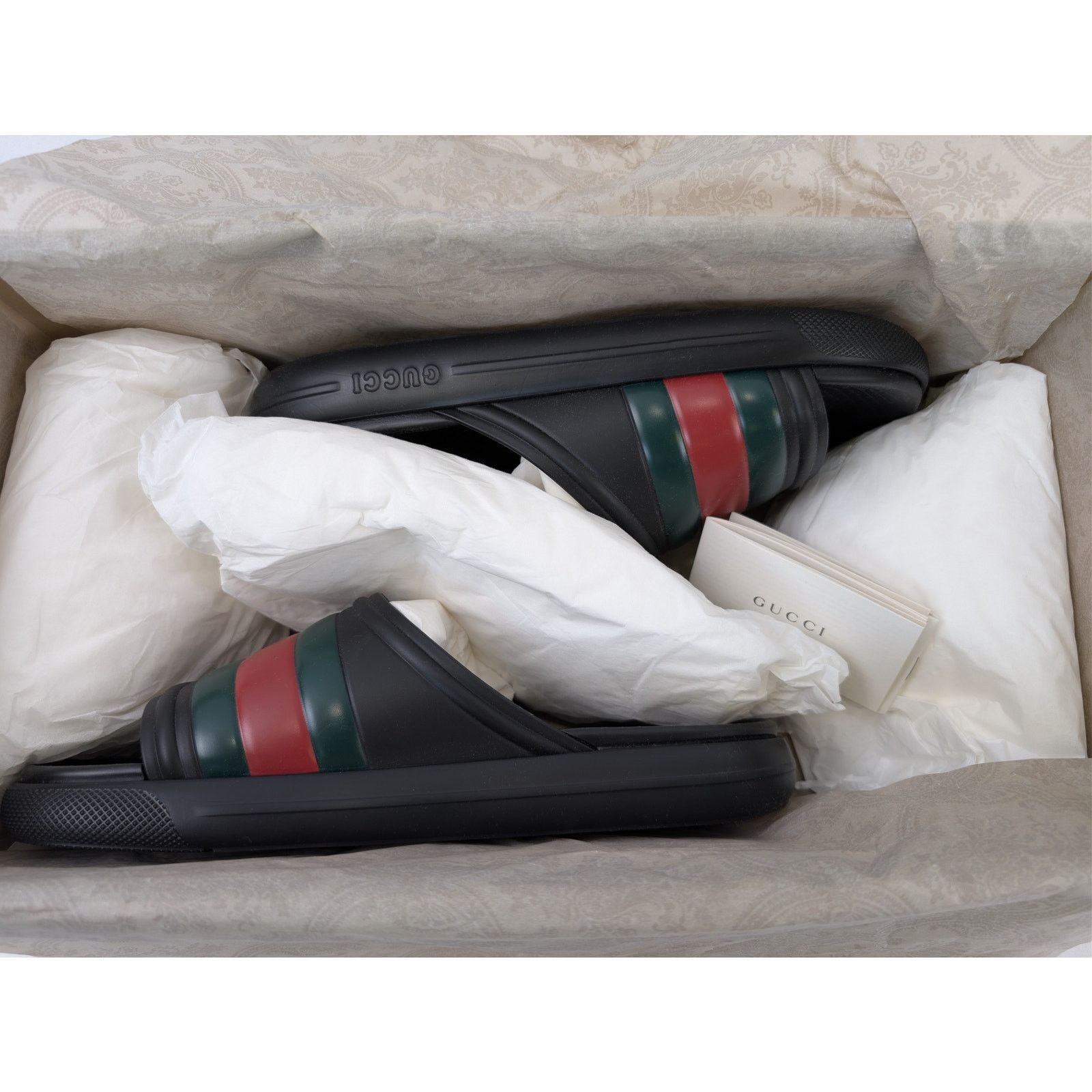 Gucci o1rshd1 Men's Web Slide Sandal Slipper with signature green Size US 11.5 / EU 44-45 - 15 Thumbnail