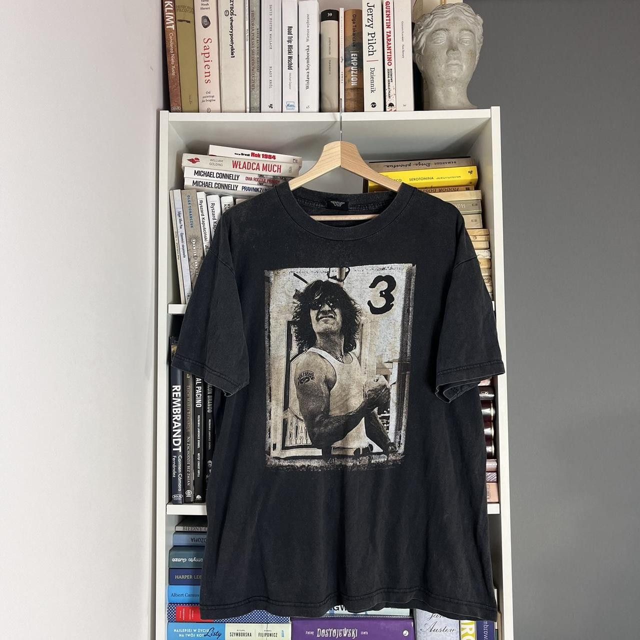 image of Who The F Is Eddie Van Halen 90's Giant T-Shirt in Black, Men's (Size Large)