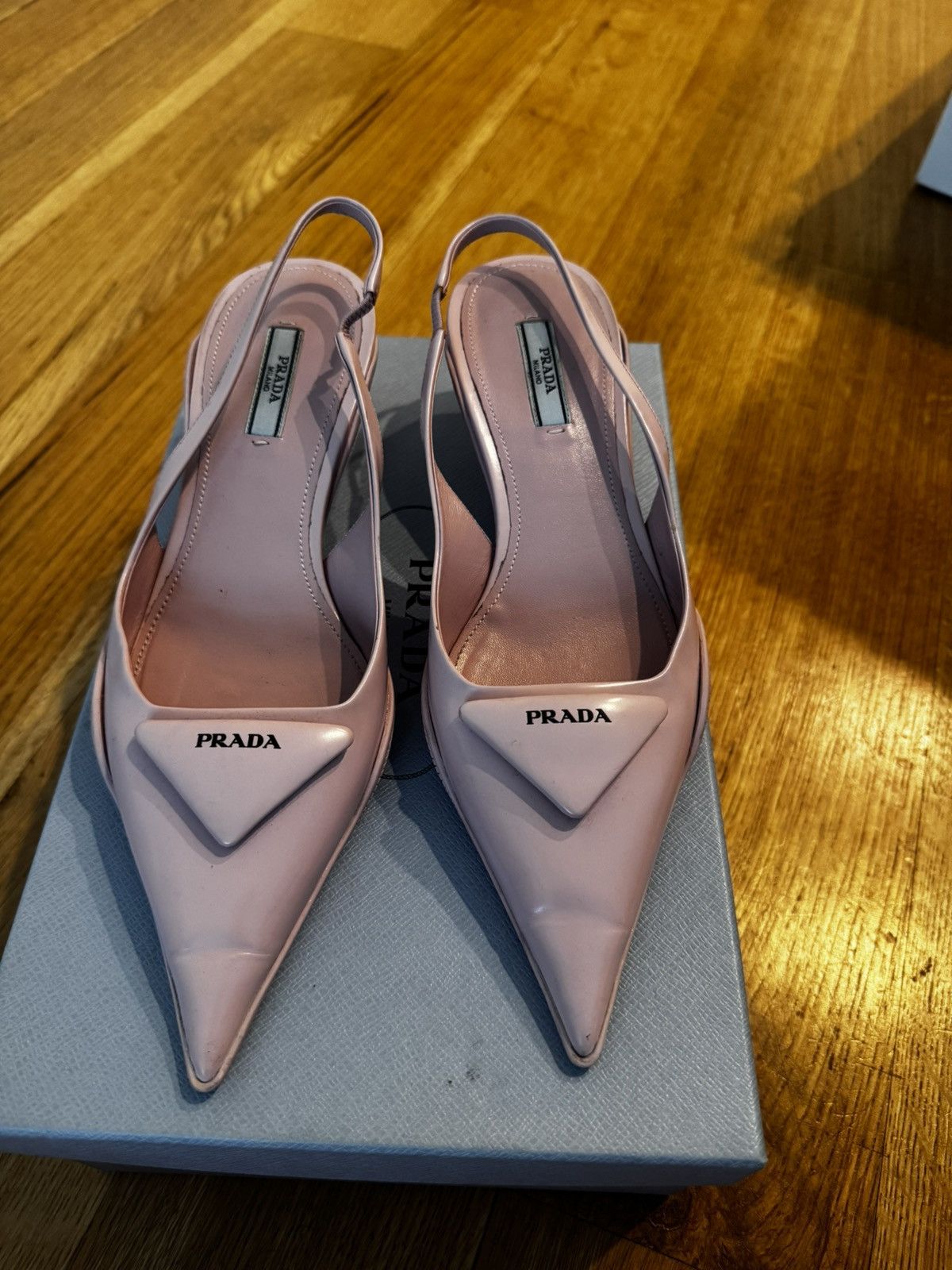 Prada Pink Prada kitten heel sling back mules Size US 9 / IT 39 - 1 Thumbnail