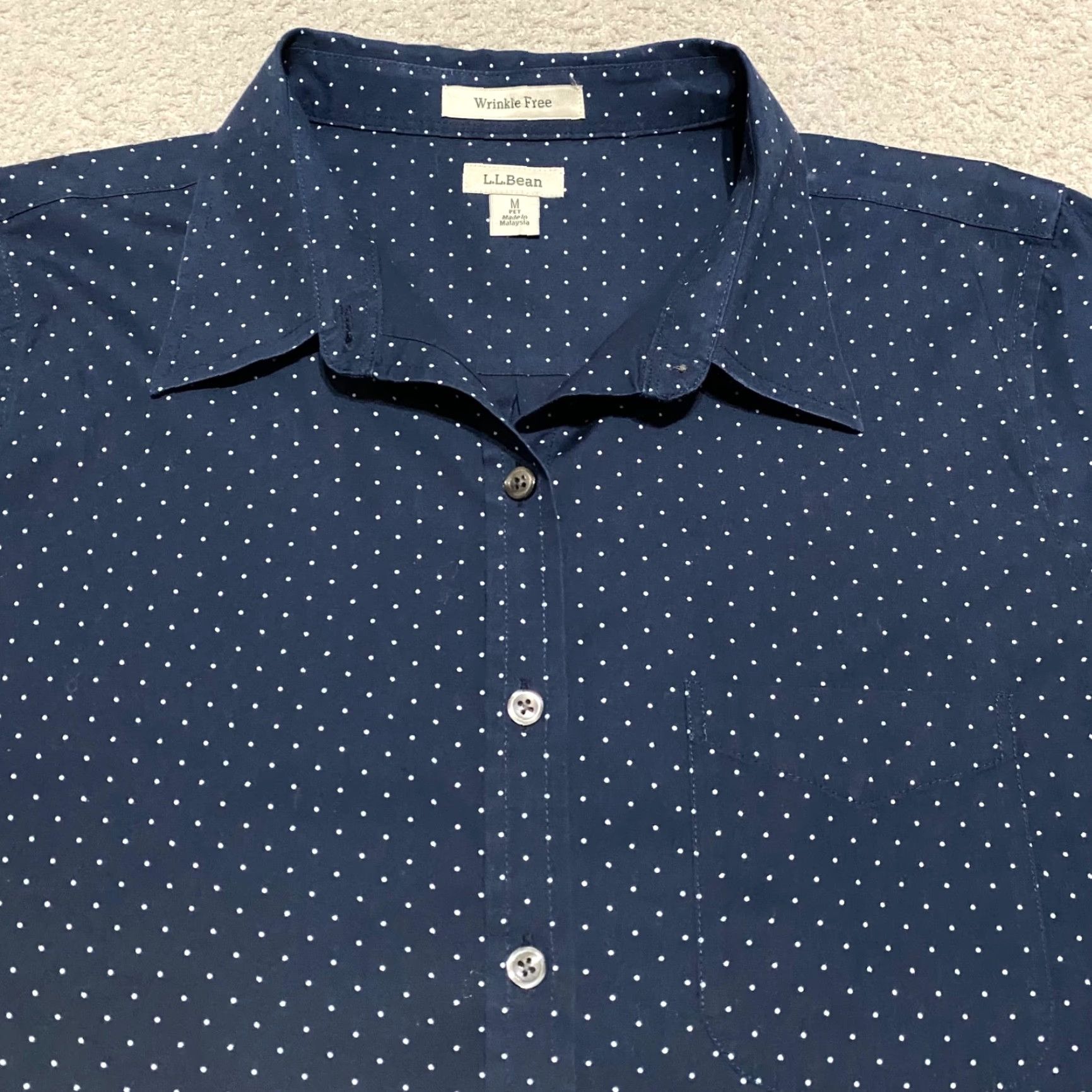 Vintage L.L. Bean Shirt Womens Medium Blue Geometric Button-Up 100% Cotton Long Sleeve Casual Button-Down Size M / US 6-8 / IT 42-44 - 5 Thumbnail