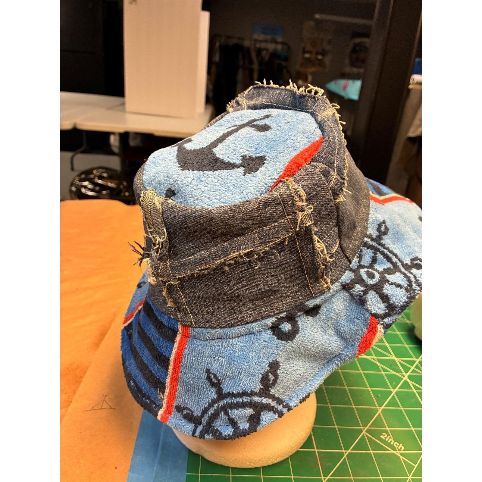 Other Miss Fit Upcycled Patchwork Denim Bucket Hat, Small, Beach Size ONE SIZE - 12 Thumbnail