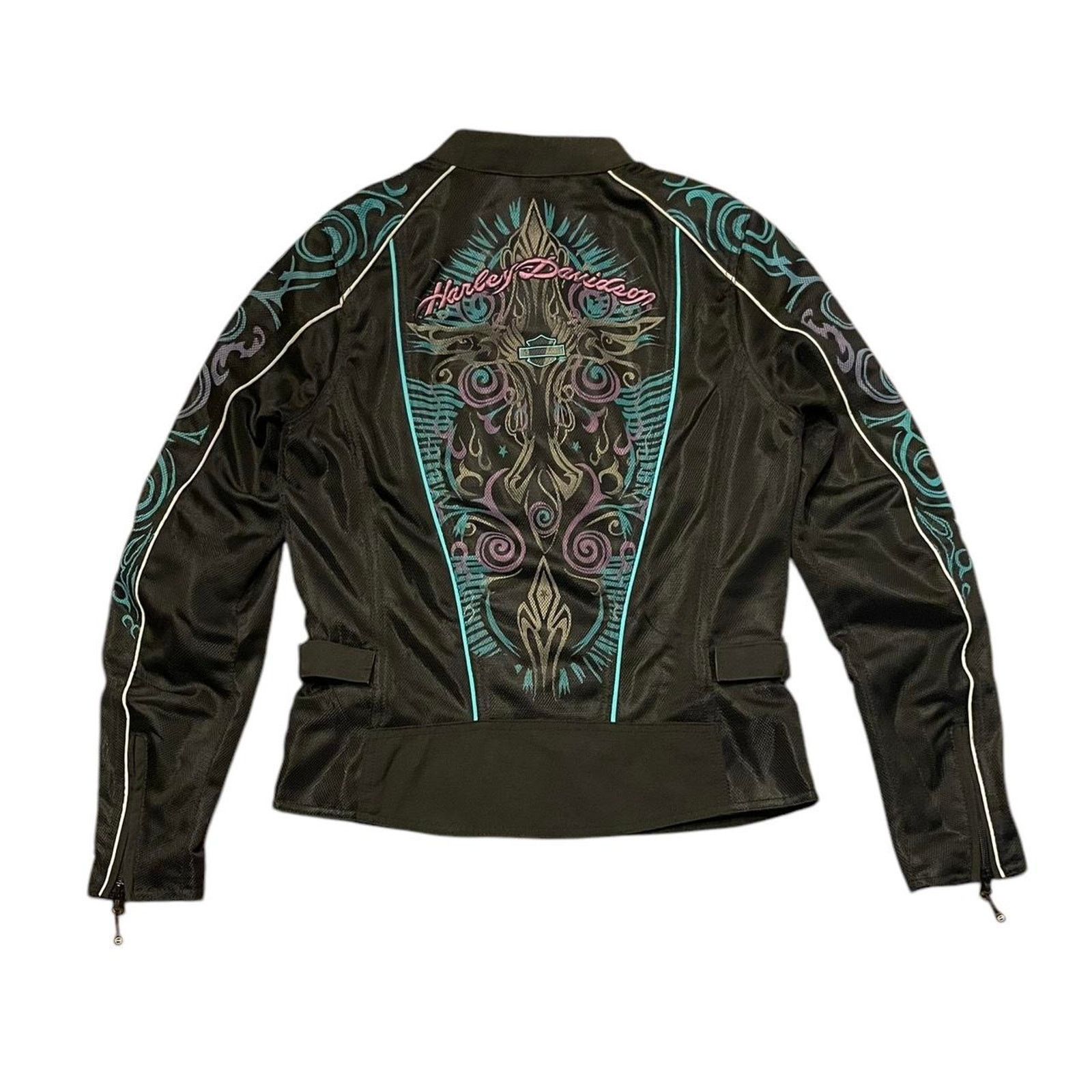 Harley Davidson VTG Y2K 2000s Harley Davidson tribal moto mesh riding jacket Size S / US 4 / IT 40 - 2 Thumbnail