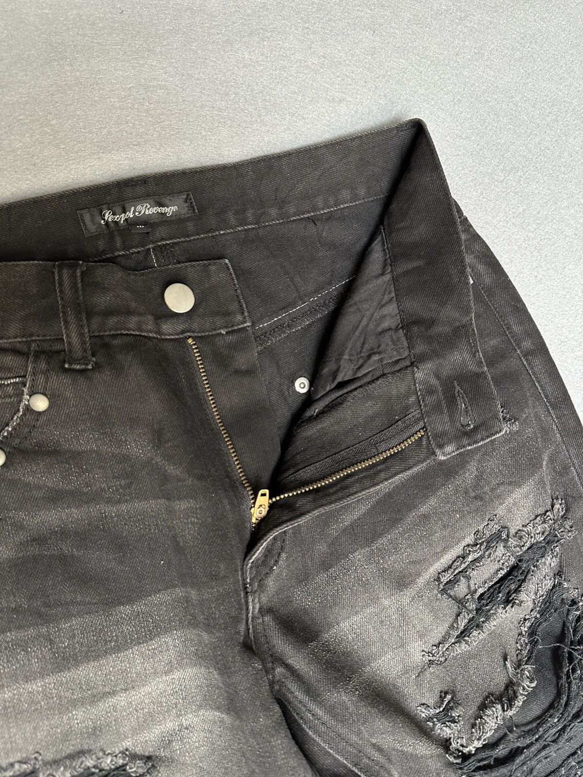 Japanese Brand Sex Pot Revenge Punk Revolution Studded Distressed Denim Size US 30 / EU 46 - 11 Thumbnail