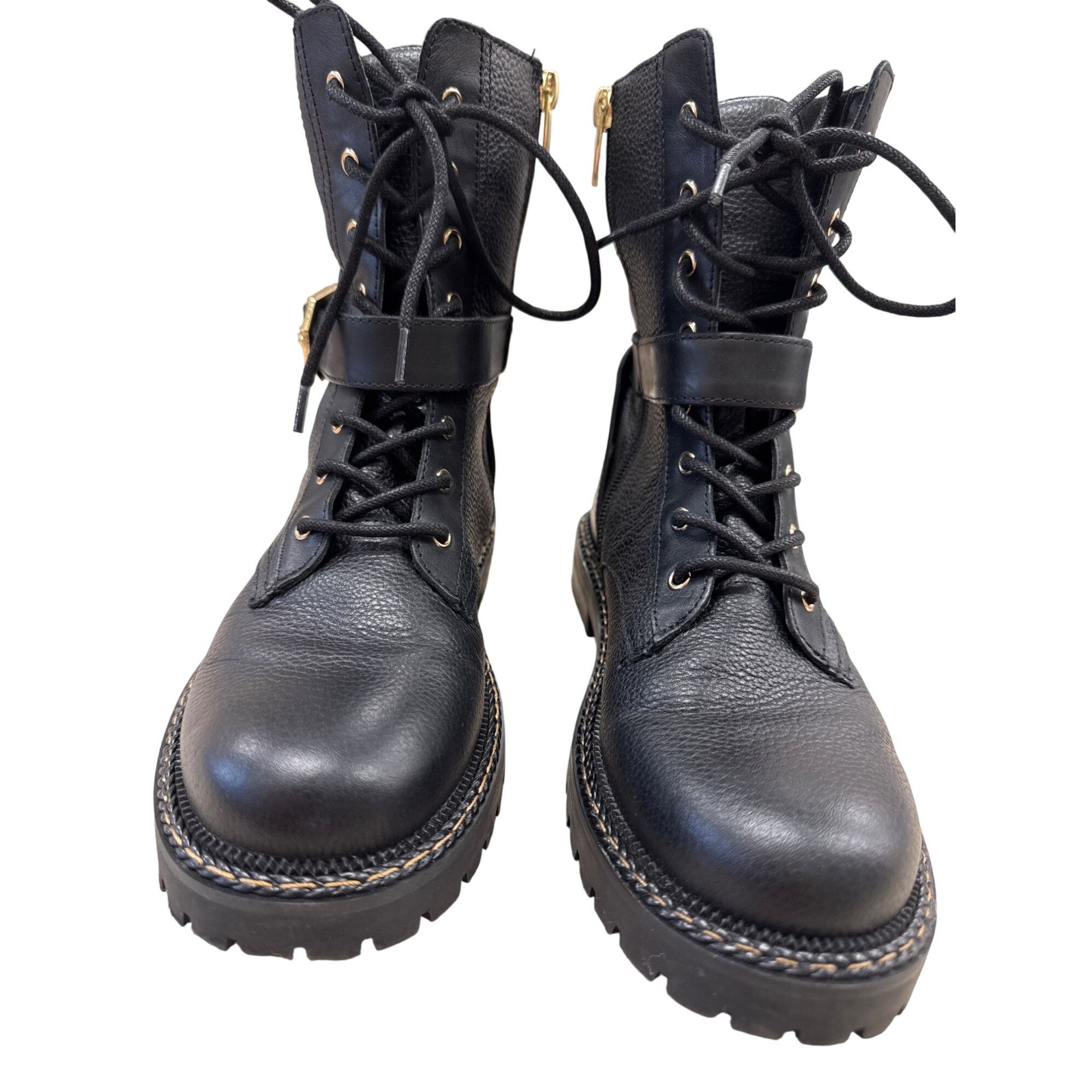 Vince Camuto Vince Camuto Womens Black Leather Combat Boots 6.5M SKU 7185 Size US 6.5 / IT 36.5 - 6 Thumbnail