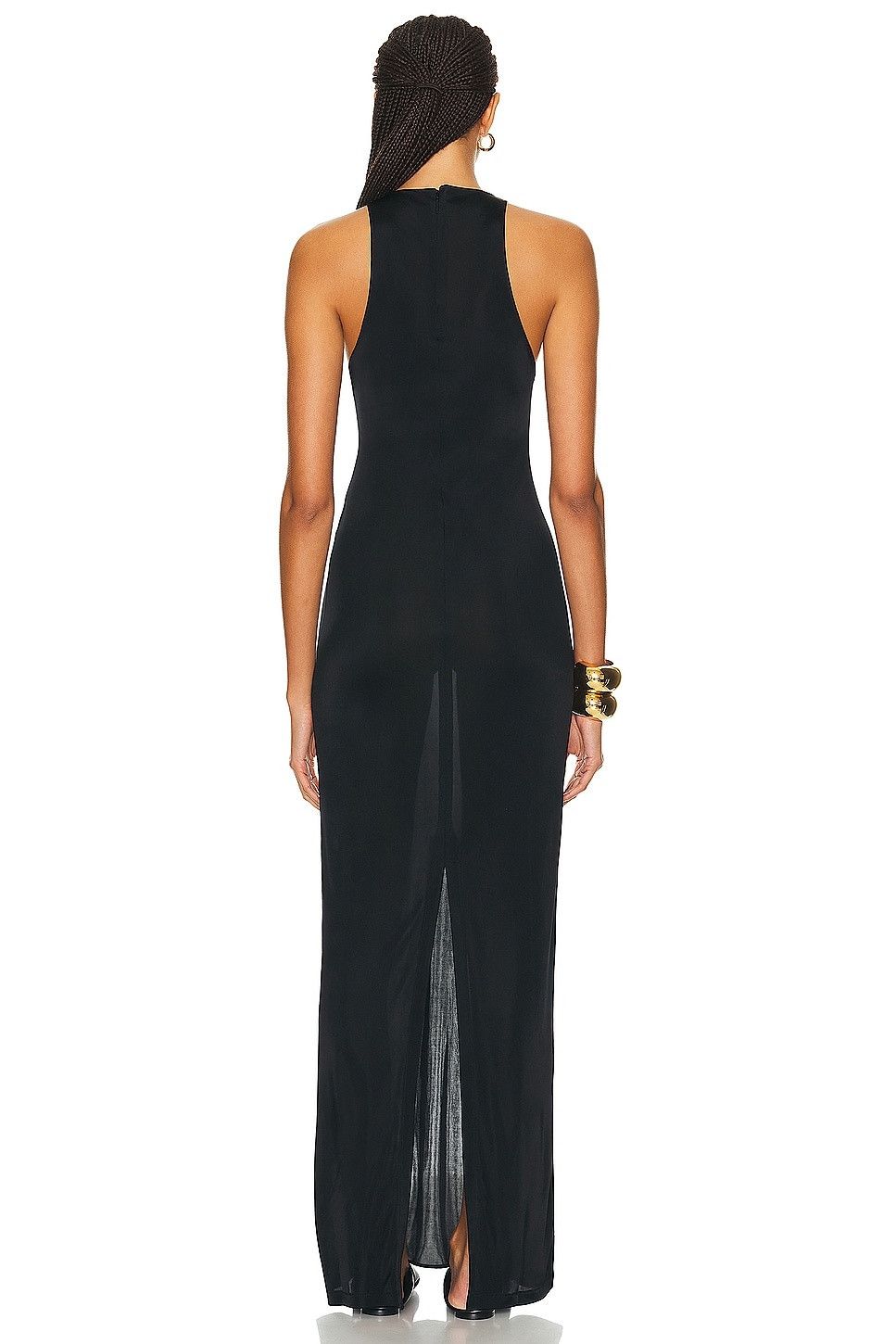 Saint Laurent Paris o1bcso1str1125 Racer Front Dress In Shiny Jersey in Black Size S / US 4 / IT 40 - 2 Thumbnail