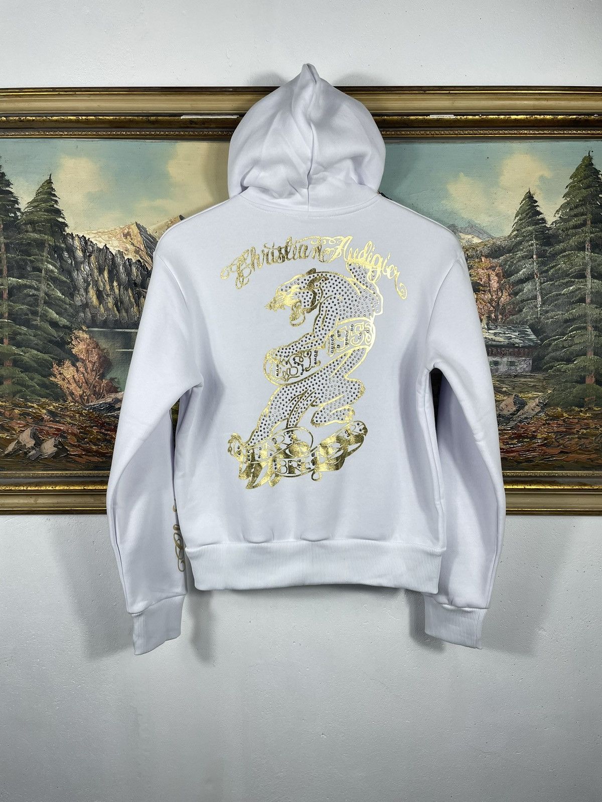 Christian Audigier × Ed Hardy × Vintage Ed Hardy Retro 00s Hoodie With Crystals Affliction Grunge Size M / US 6-8 / IT 42-44 - 1 Thumbnail