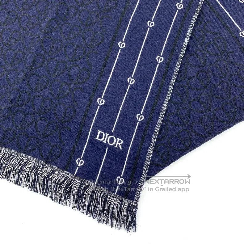 Other Dior Blue CD Embroidered Wool Scarf. Size ONE SIZE - 4 Thumbnail