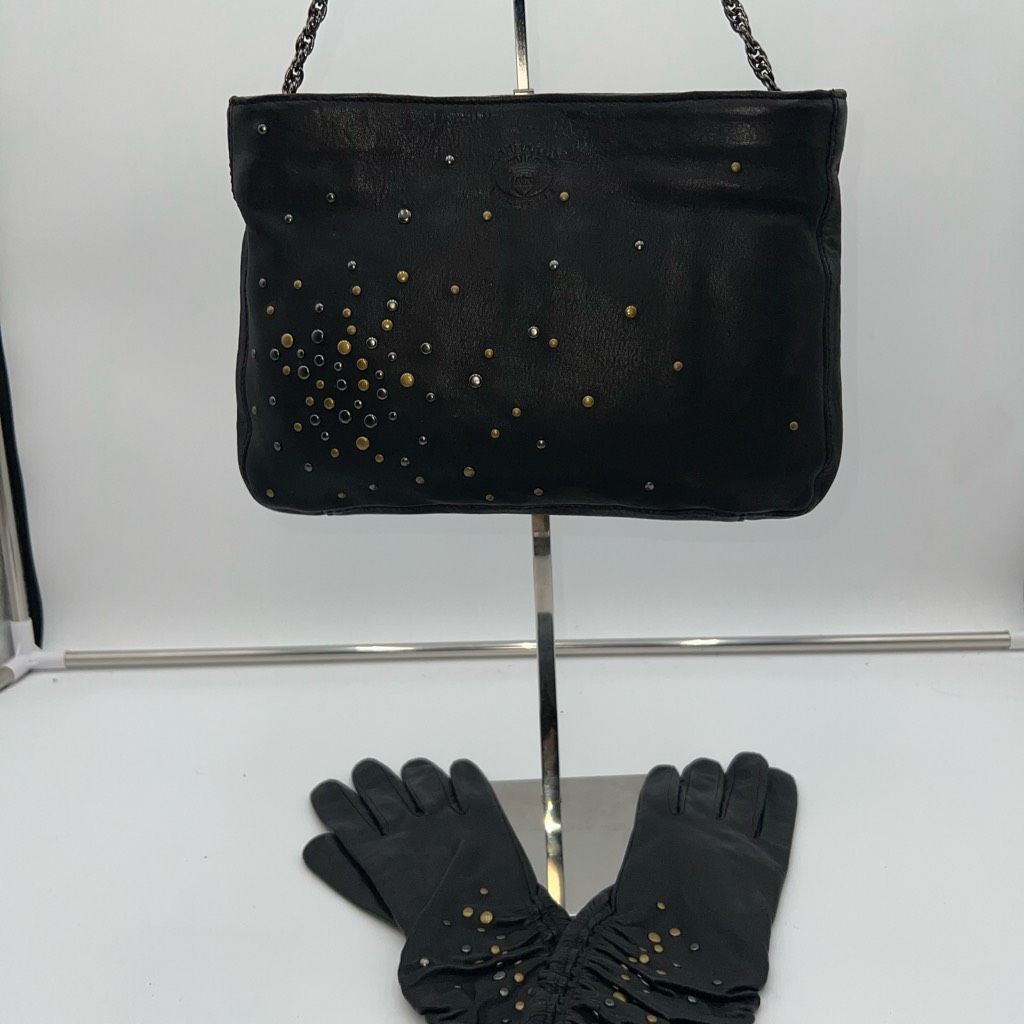 Armani Exchange Armani Exchange Lambskin Studded Gloves and Bag Set Gloves a Size ONE SIZE - 7 Thumbnail