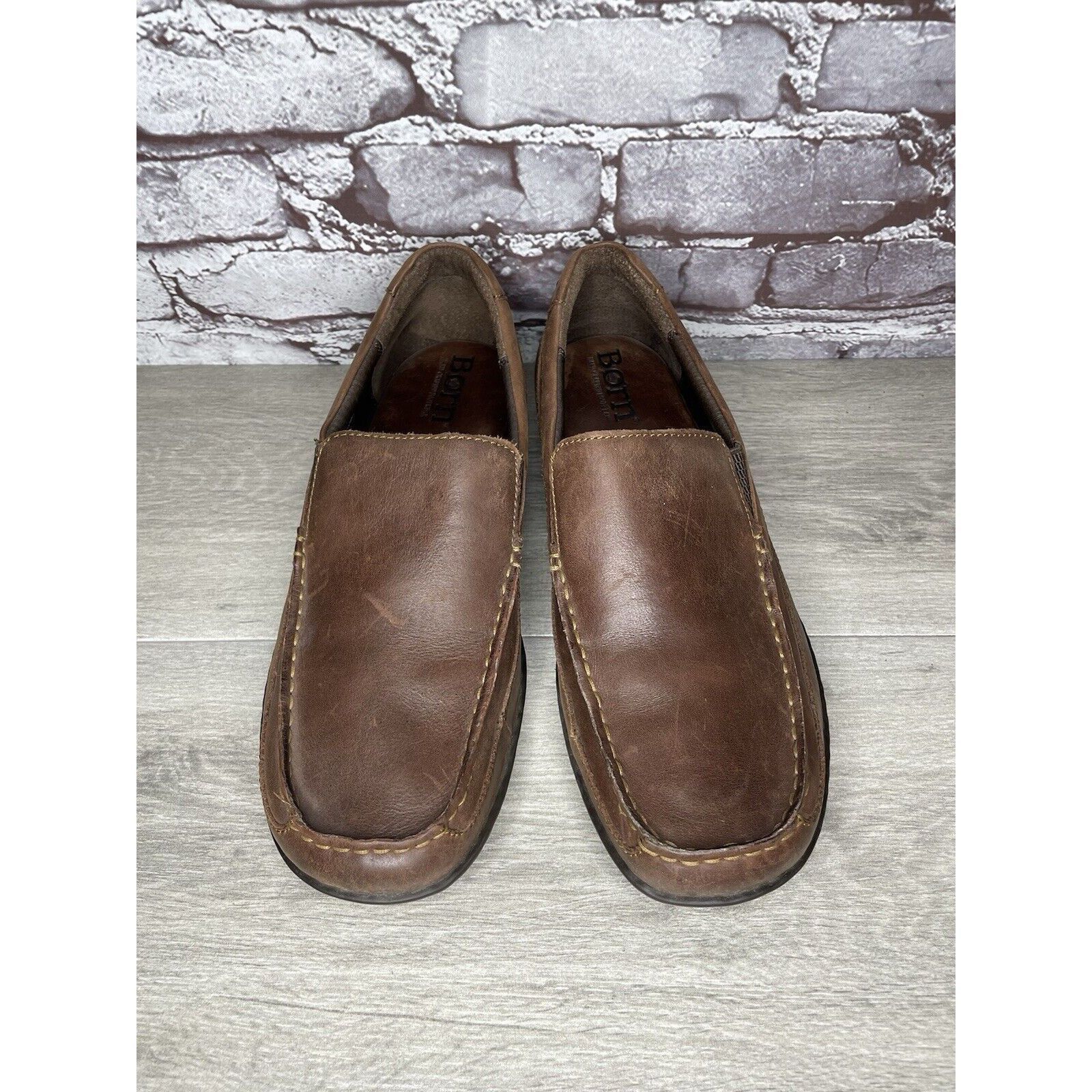 Born Born Handcrafted Brown Leather Casual Slip On Comfort Loafer Size US 11 / EU 44 - 2 Thumbnail