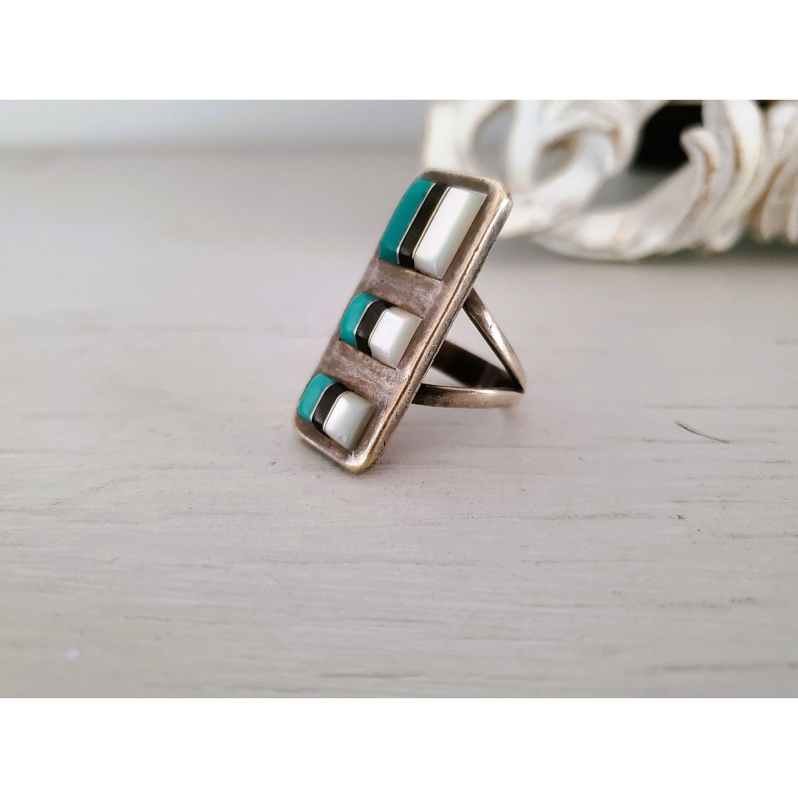 Other Vintage Native American Zuni WJ Panteah Ring Size ONE SIZE - 2 Thumbnail