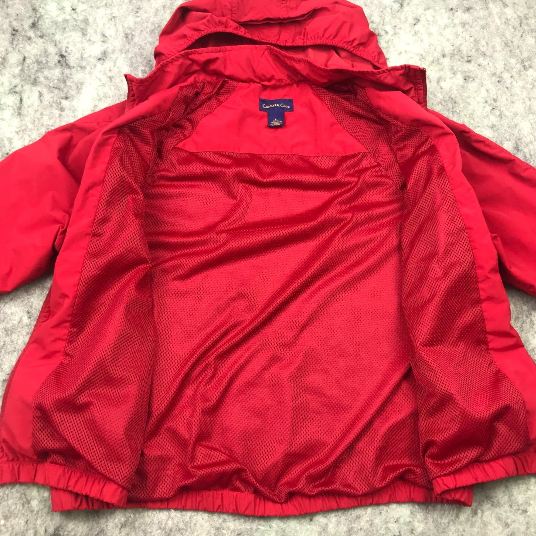 Charter Club VTG Charter Club Womens Jacket Large Red Zip Up Pockets Nylon Hood Packable Windbreaker Size L / US 10 / IT 46 - 6 Thumbnail