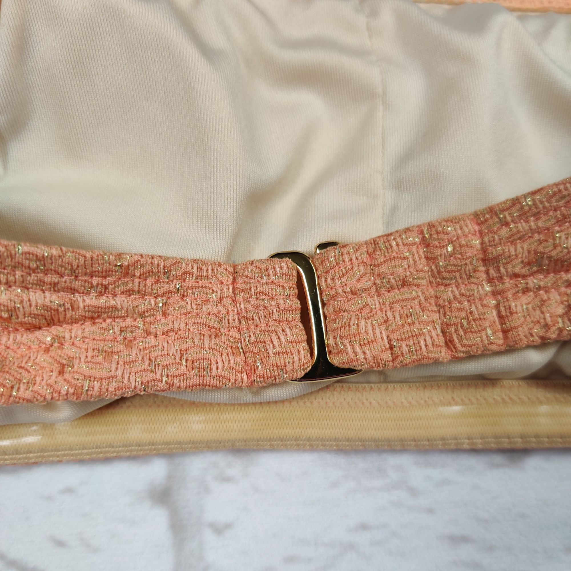 Other Peony 4 Strapless Metallic Orange Gold Texture Bandeau Bikin Size ONE SIZE - 5 Thumbnail