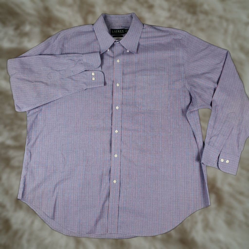 Ralph Lauren Ralph Lauren Shirt Mens Size 18 Blue Plaid Dress Button Up Long Sleeve Size 48R - 1 Thumbnail