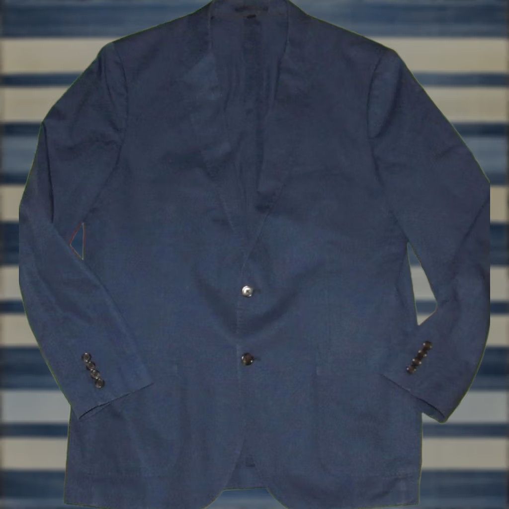 Vintage J CREW Ludlow Navy Blue Blazer Jacket Blazer 44 Long Navy Blue 44 Long Mens Blazer Jacket 100% Cotton Italian Blazer Size 44R - 1 Thumbnail