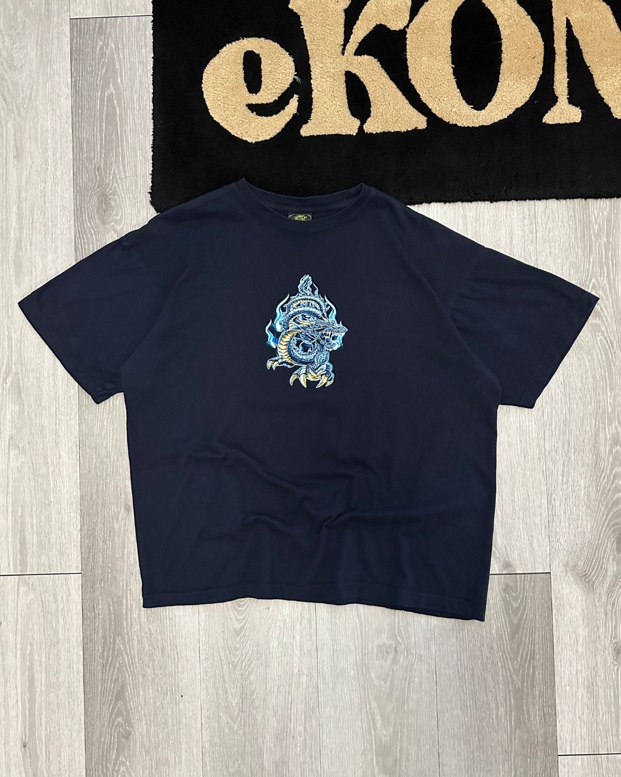 Japanese Brand × Vintage Vintage Y2K Silver Strand Dragon Navy Blue T-Shirt - Large Size US L / EU 52-54 / 3 - 2 Thumbnail