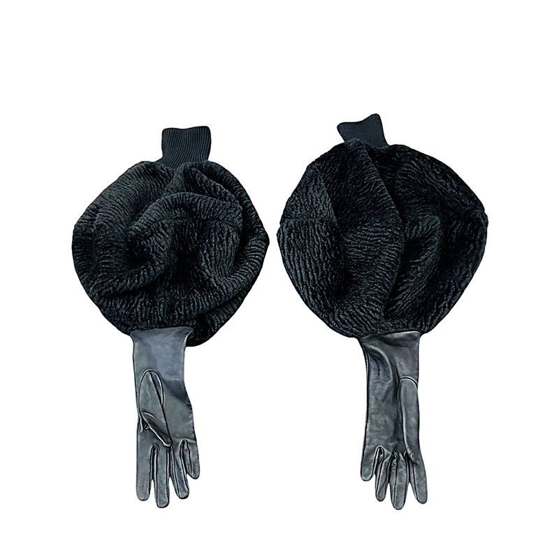 Burberry Burberry Black Chenille Puffy Sleeve Gloves (US Size 7) Size ONE SIZE - 1 Thumbnail