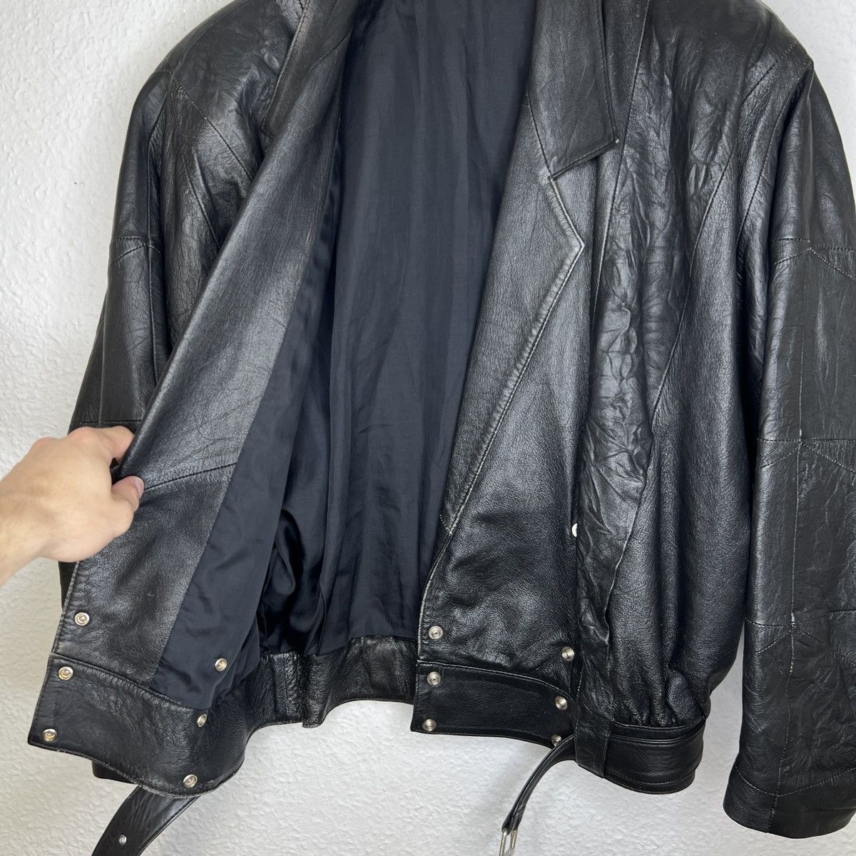 Vera Pelle × Vintage Vintage Leather Jacket Biker Ramones Black Genuine Trucker Size US M / EU 48-50 / 2 - 11 Thumbnail