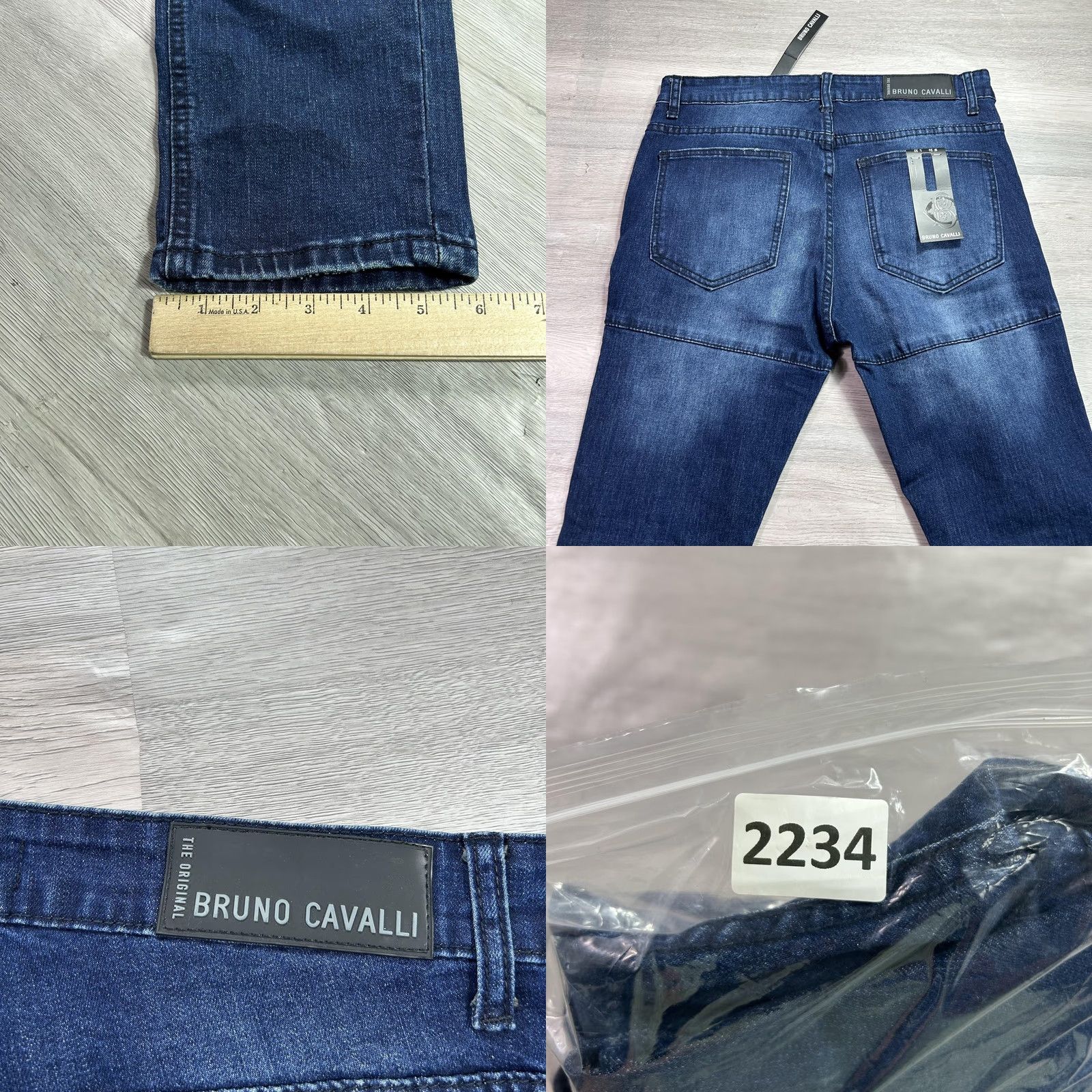 Denime Bruno Cavalli Jeans Mens 34x32 Blue Slim Tapered Stretch Denim Medium Wash Jeans Size US 34 / EU 50 - 9 Thumbnail