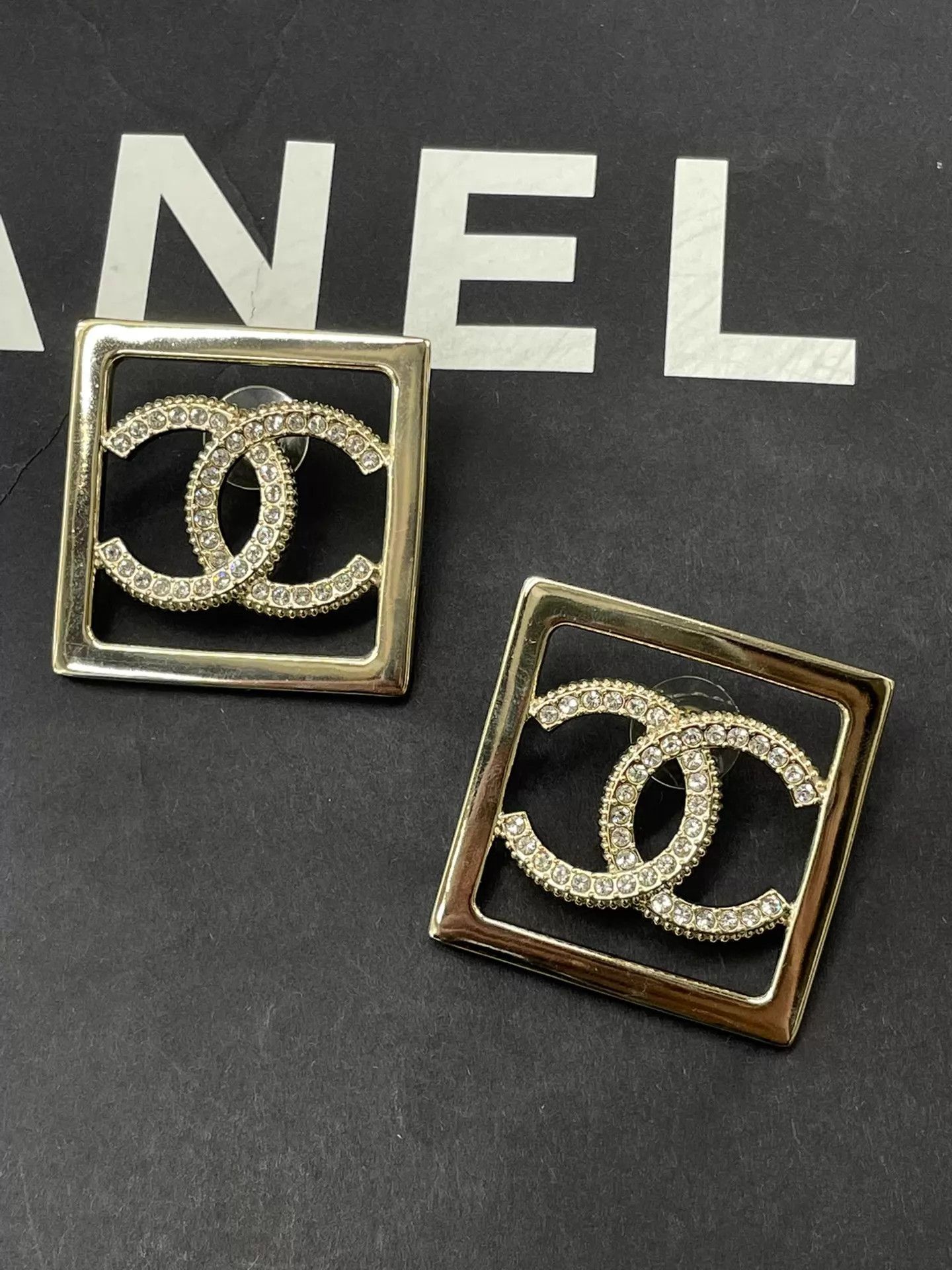 Chanel Chanel Large Square CC Logo Earrings Size ONE SIZE - 2 Thumbnail