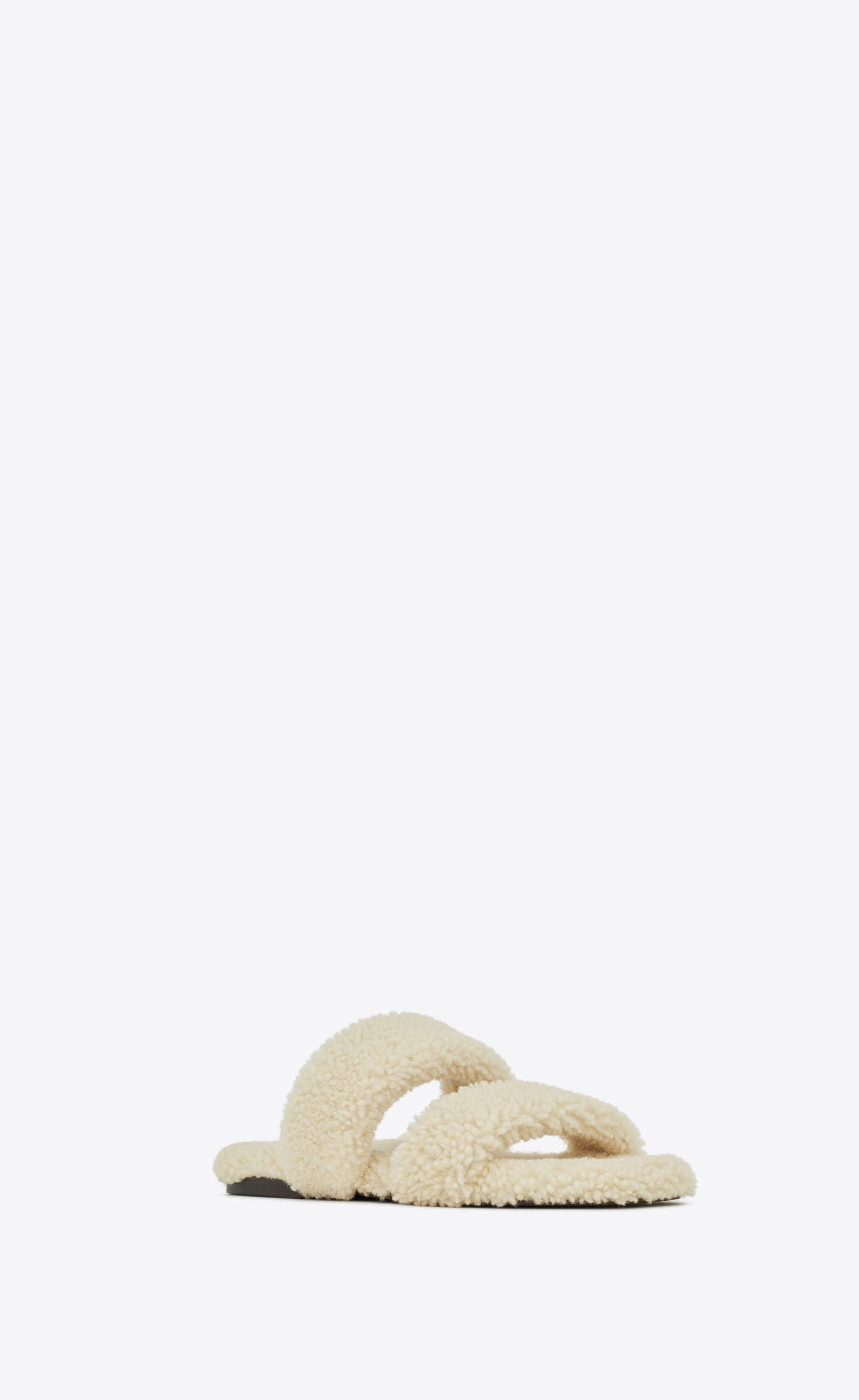 Saint Laurent Paris o1s1wg111224 Bleach Slides in Shearling in Ivory Size US 9 / IT 39 - 3 Thumbnail
