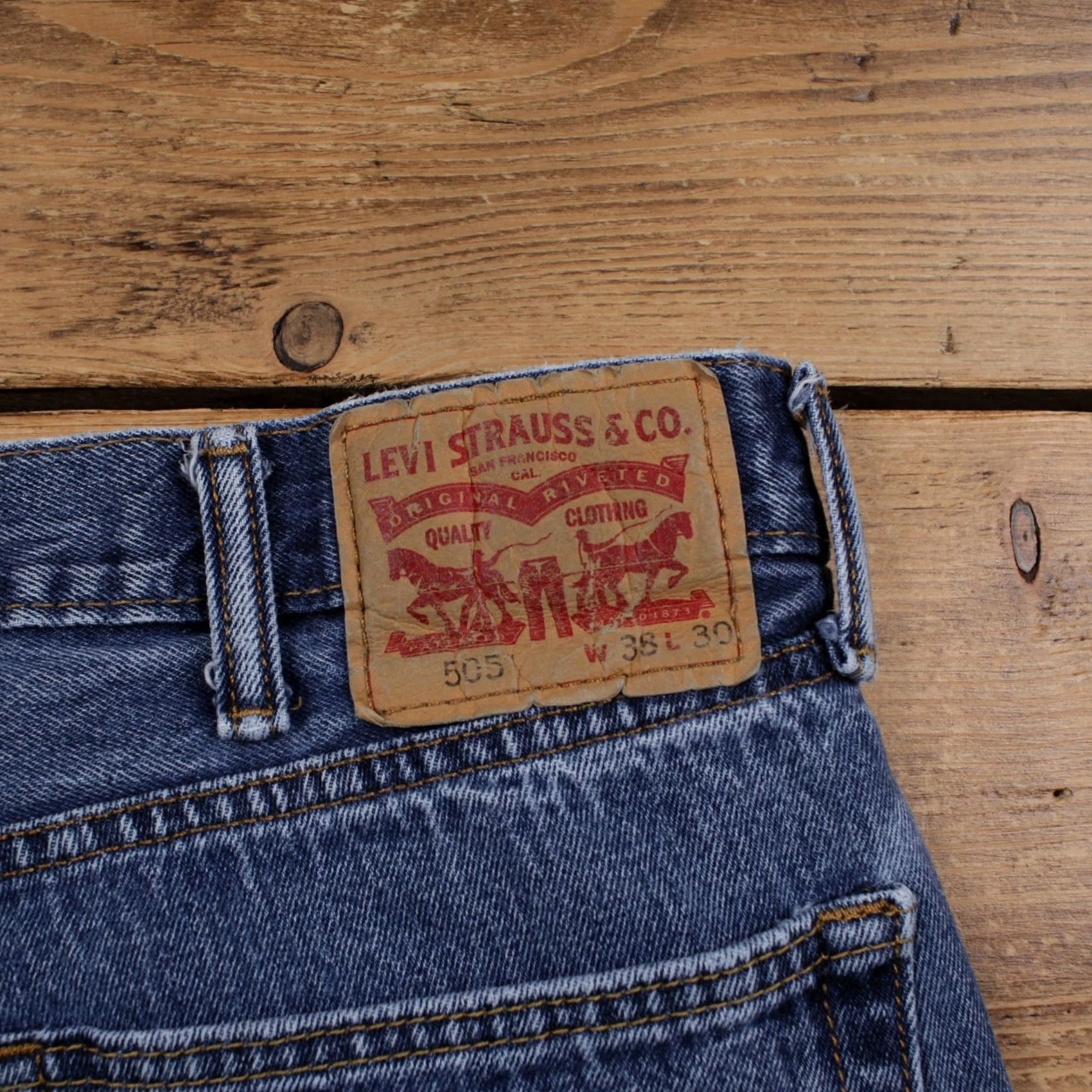 Denime VINTAGE Levis 505 Jeans 38x30 Mens Blue Regular Straight Stonewash Denim Size US 38 / EU 54 - 5 Thumbnail