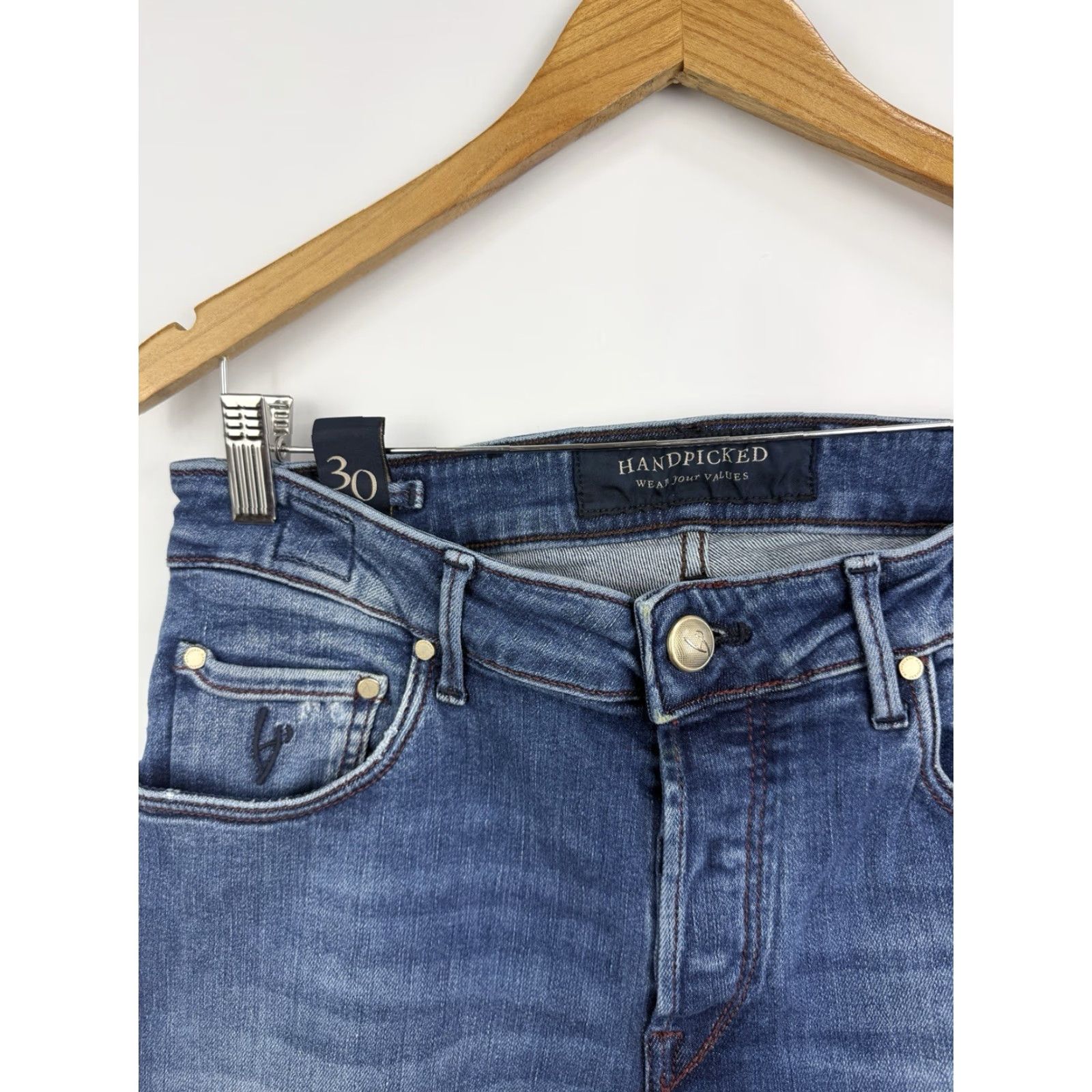 Vintage Handpicked Luxury Jeans Made in Italy Slim Fit Size 30 Jeans Mens Slim 30 Blue 32.68 Inseam Size US 30 / EU 46 - 6 Thumbnail