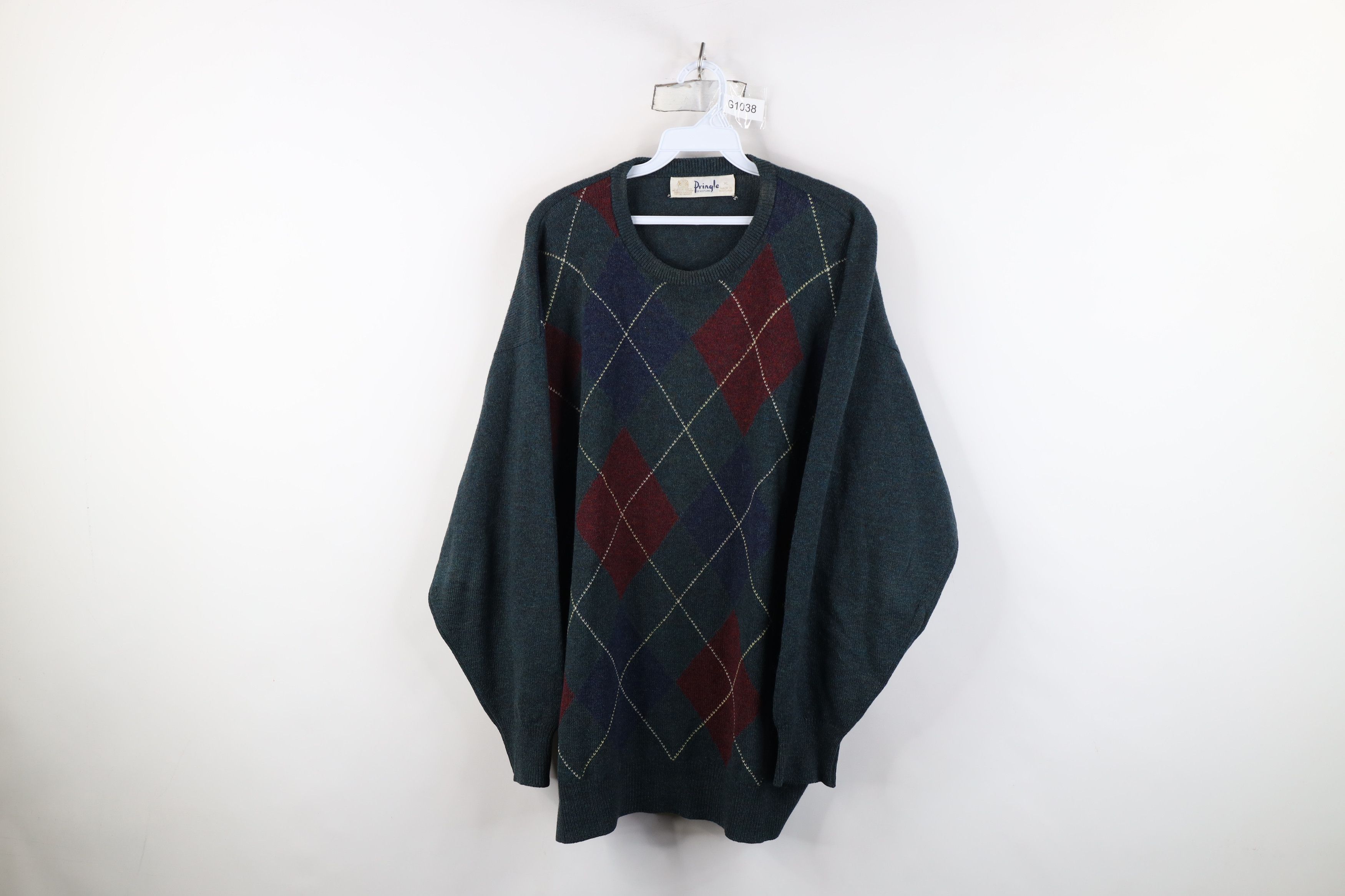 Vintage Vintage 90s Streetwear Argyle Crewneck Sweater Scotland Size US XL / EU 56 / 4 - 1 Thumbnail