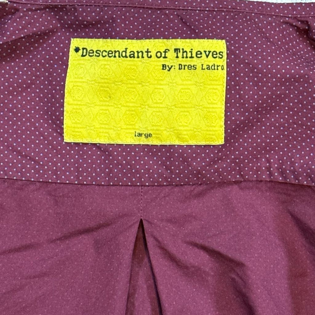 J Brand Descendant of Thieves Men’s L Burgundy Dot Button Shirt Size US L / EU 52-54 / 3 - 8 Thumbnail