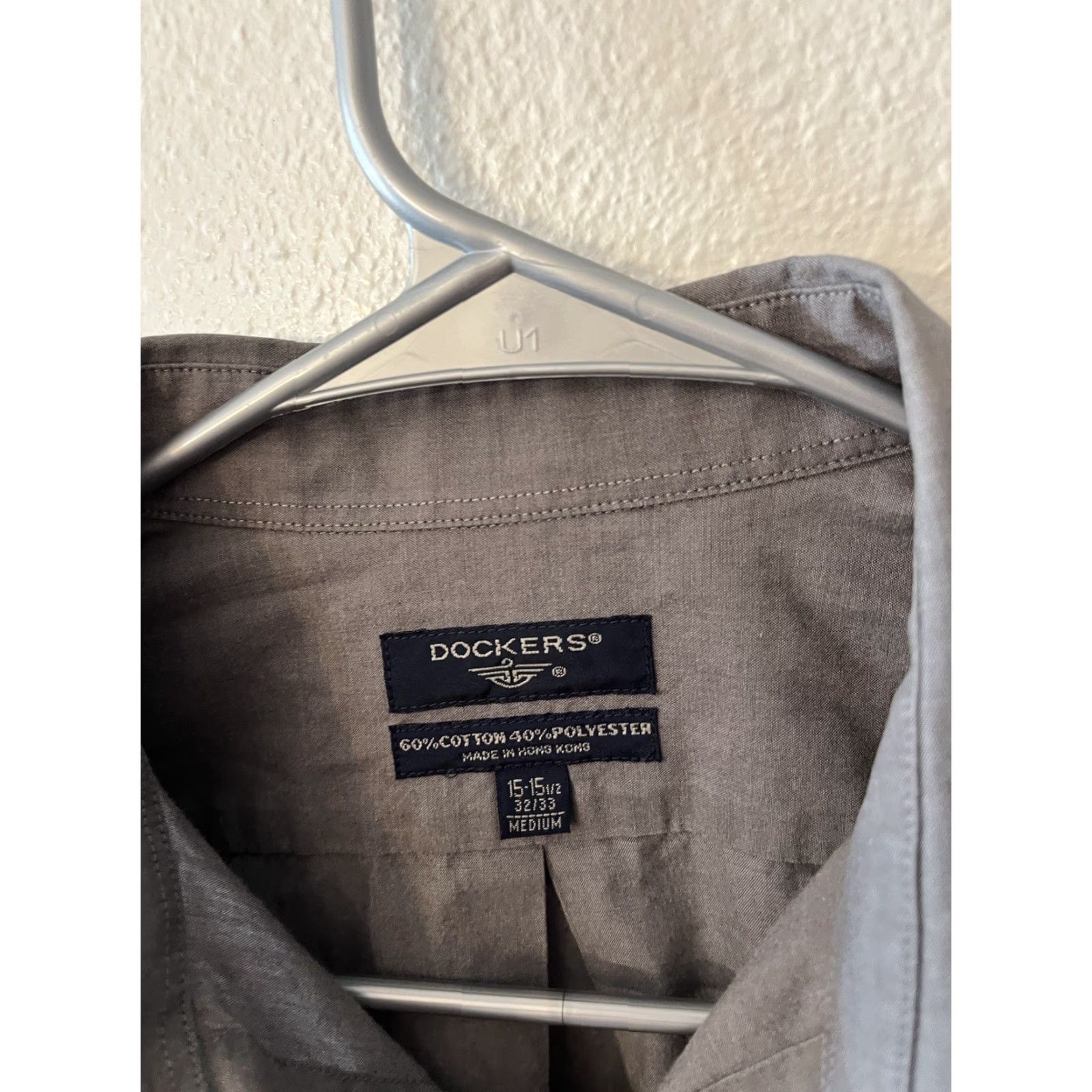 Dockers DOCKERS Button-Up Shirt Men Gray Size M Cotton Blend Long Sleeve Collared Button-Front Size US M / EU 48-50 / 2 - 2 Thumbnail