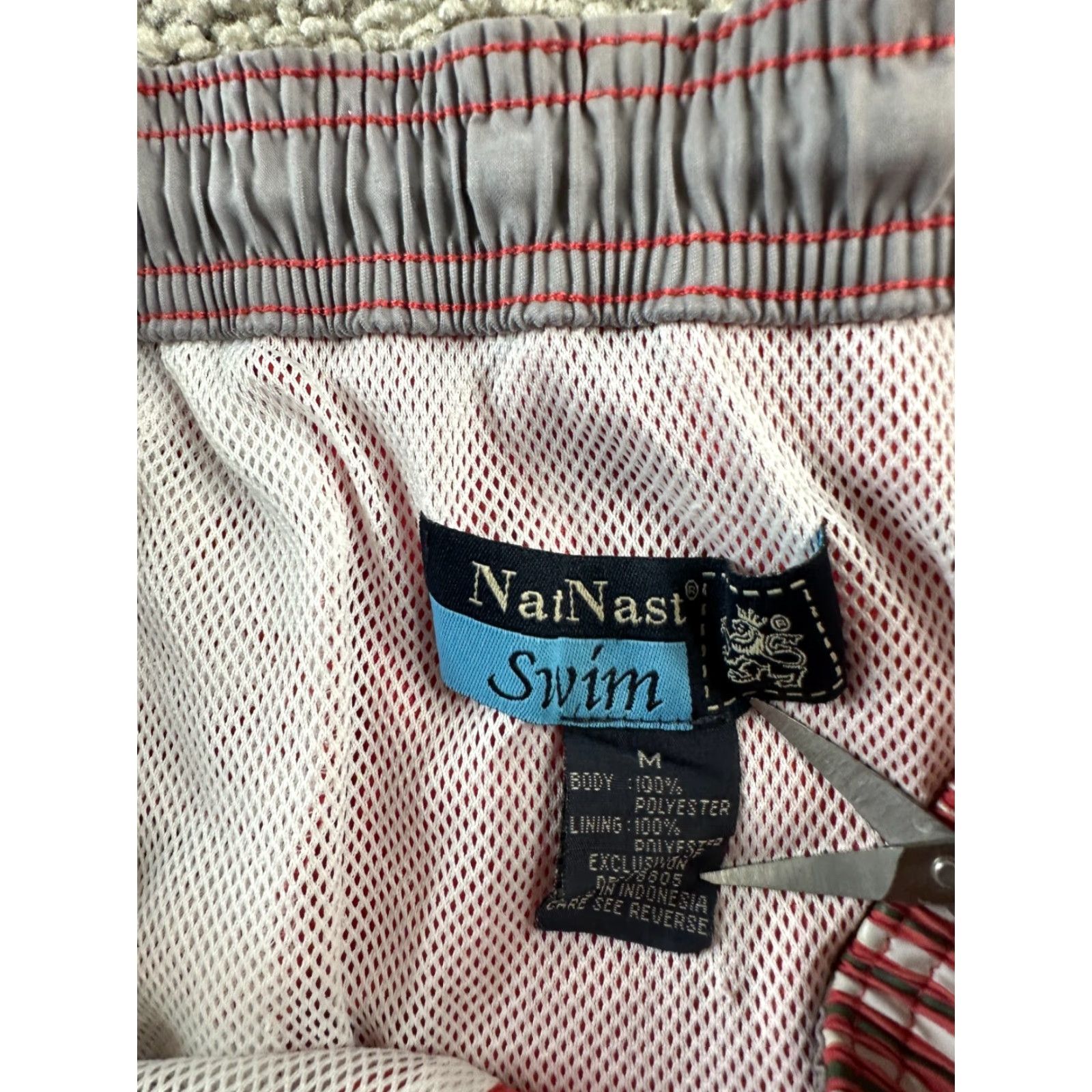 Nat Nast Nat Nast Swim Trunks Mens M Pink White Embroidered Short Lined Zipper Logo Surfing Vintage No N/A Size US 31 - 4 Thumbnail