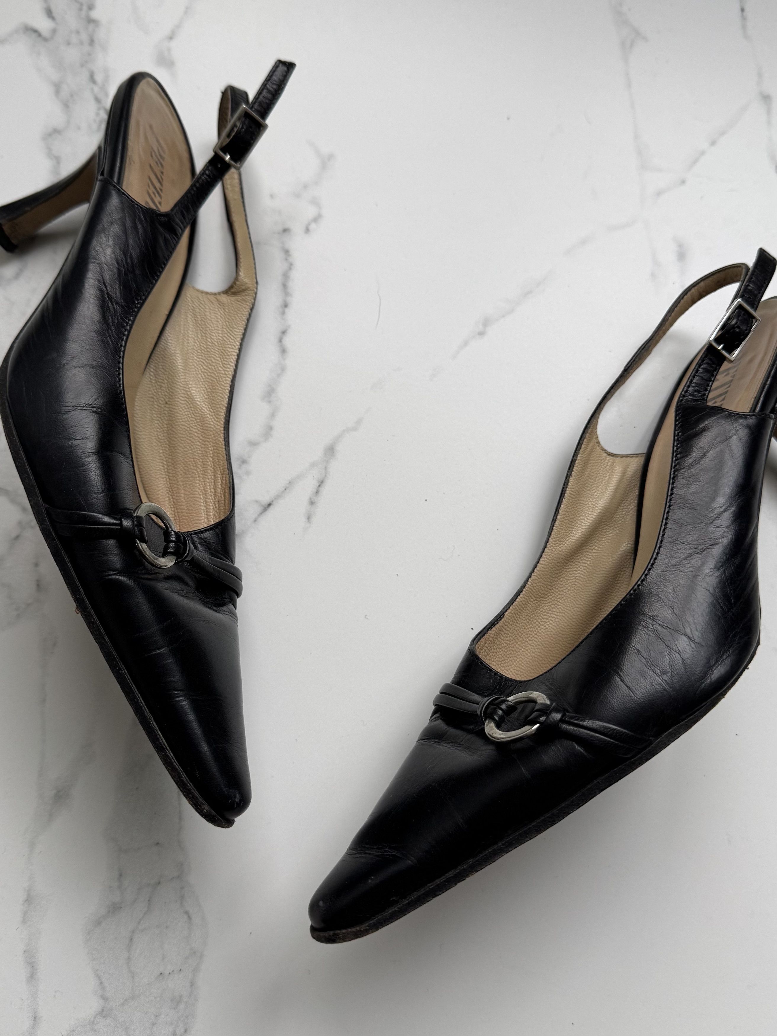 Vintage Vintage Leather Slingback Heels Pointed Toe Kitten Heel Size US 6 / IT 36 - 3 Thumbnail
